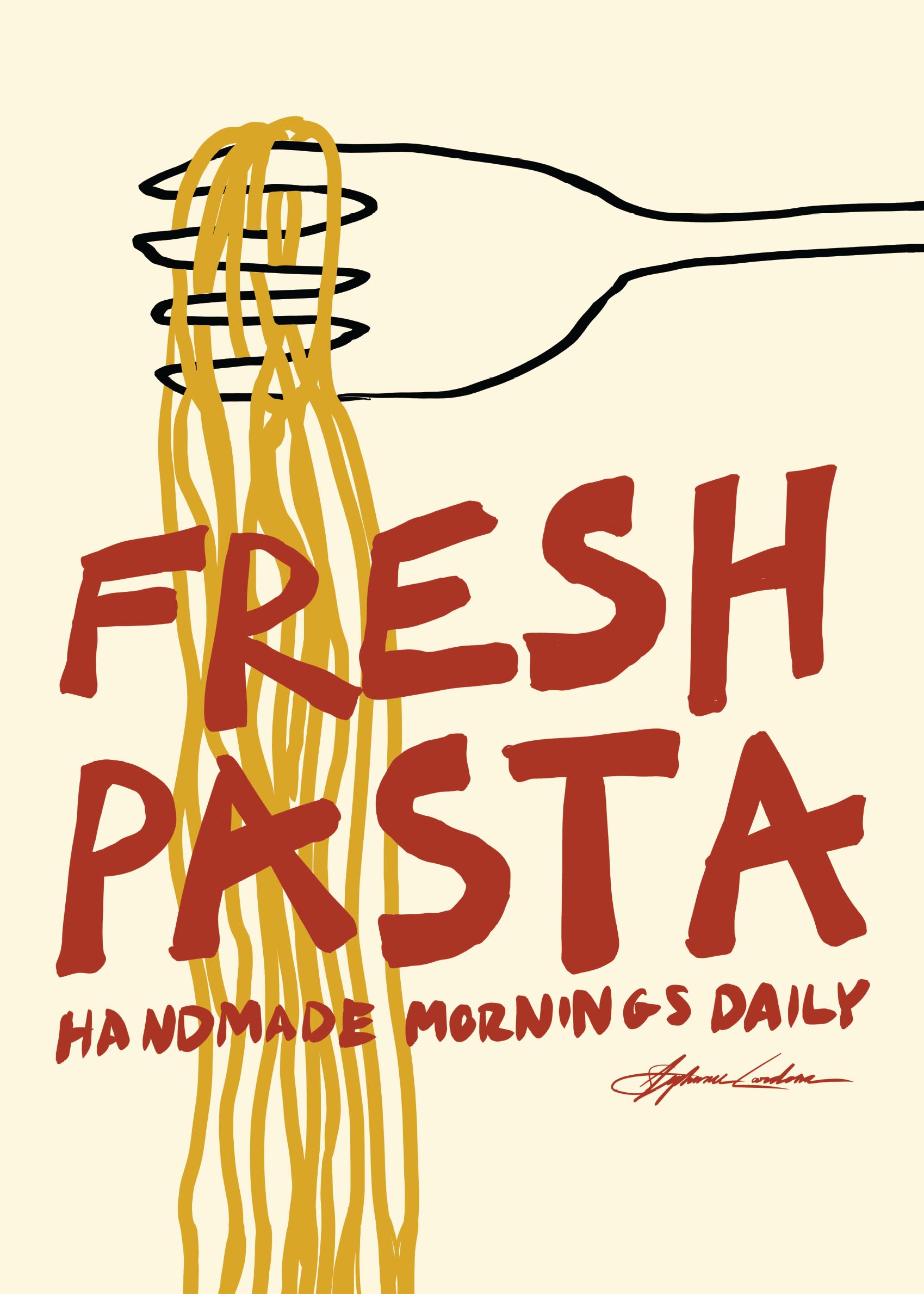 Fresh Pasta Poster - Food illustration (30x40 cm)