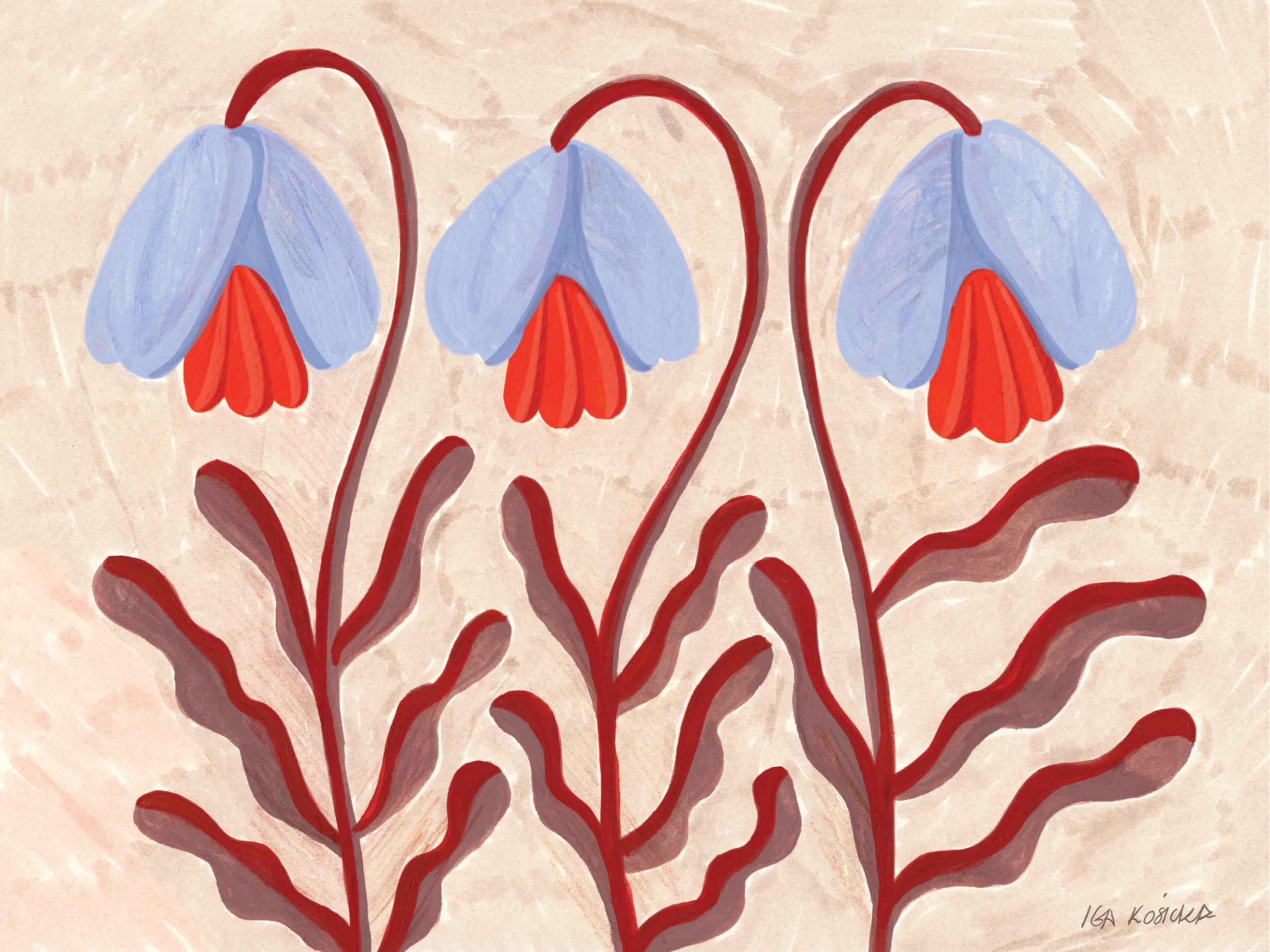 Blue Flowers Poster - Blumenillustration (50x70 cm)