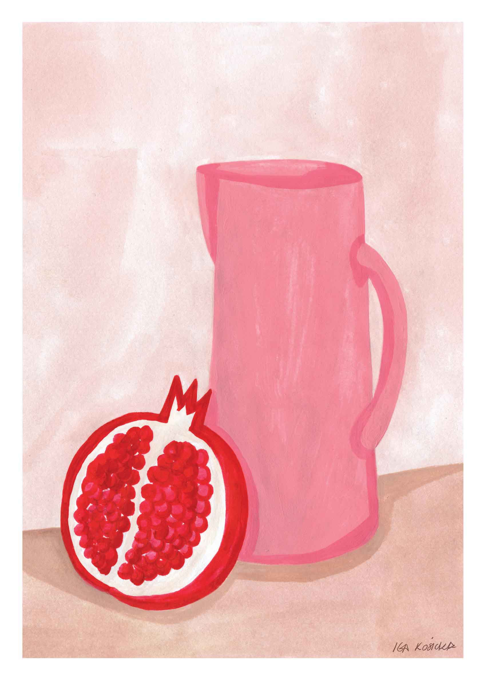 Pomegranate Poster - Still life painting (50x70 cm)
