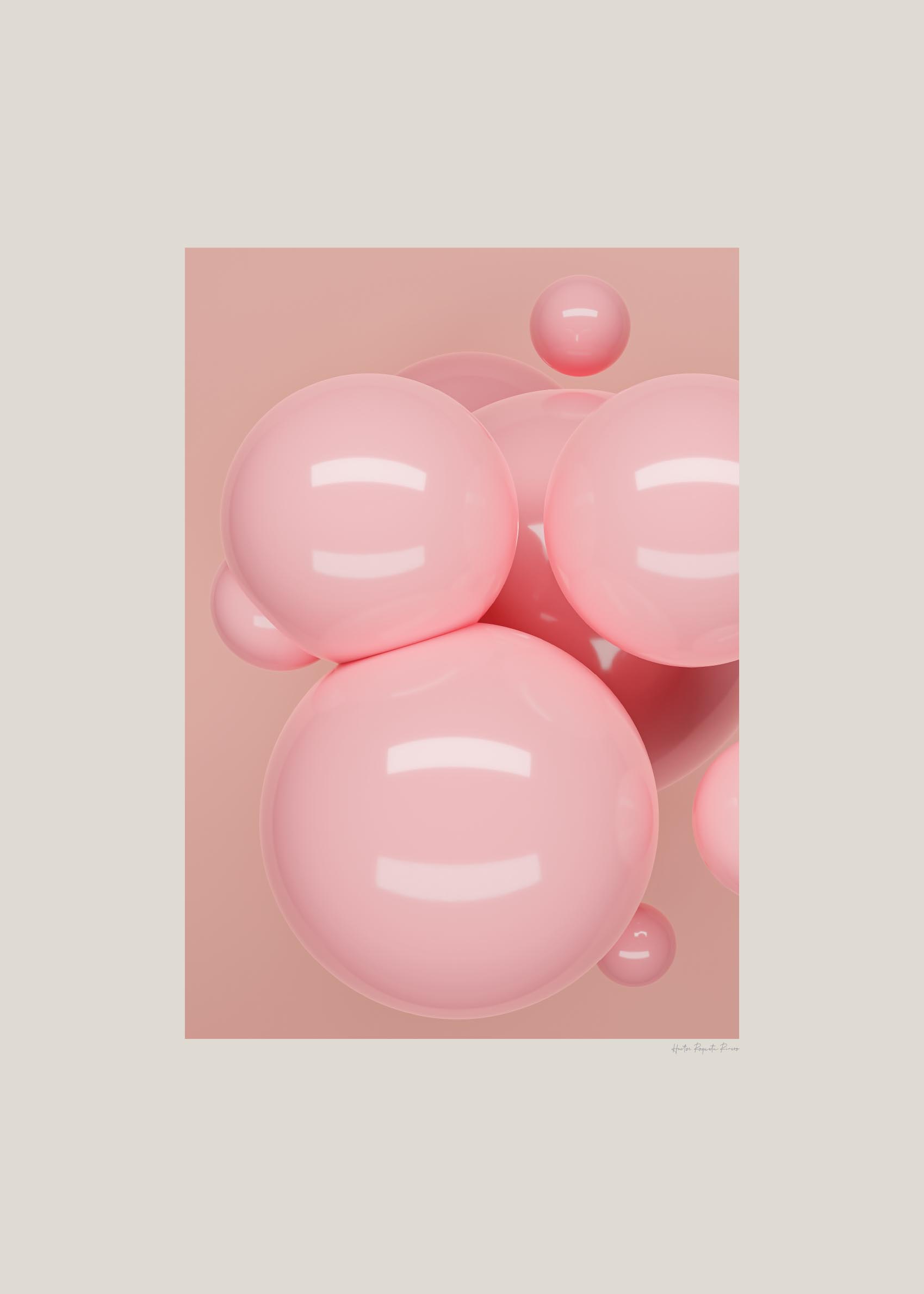 Floating in Pink Poster - Abstrakte Grafik (40x50 cm)