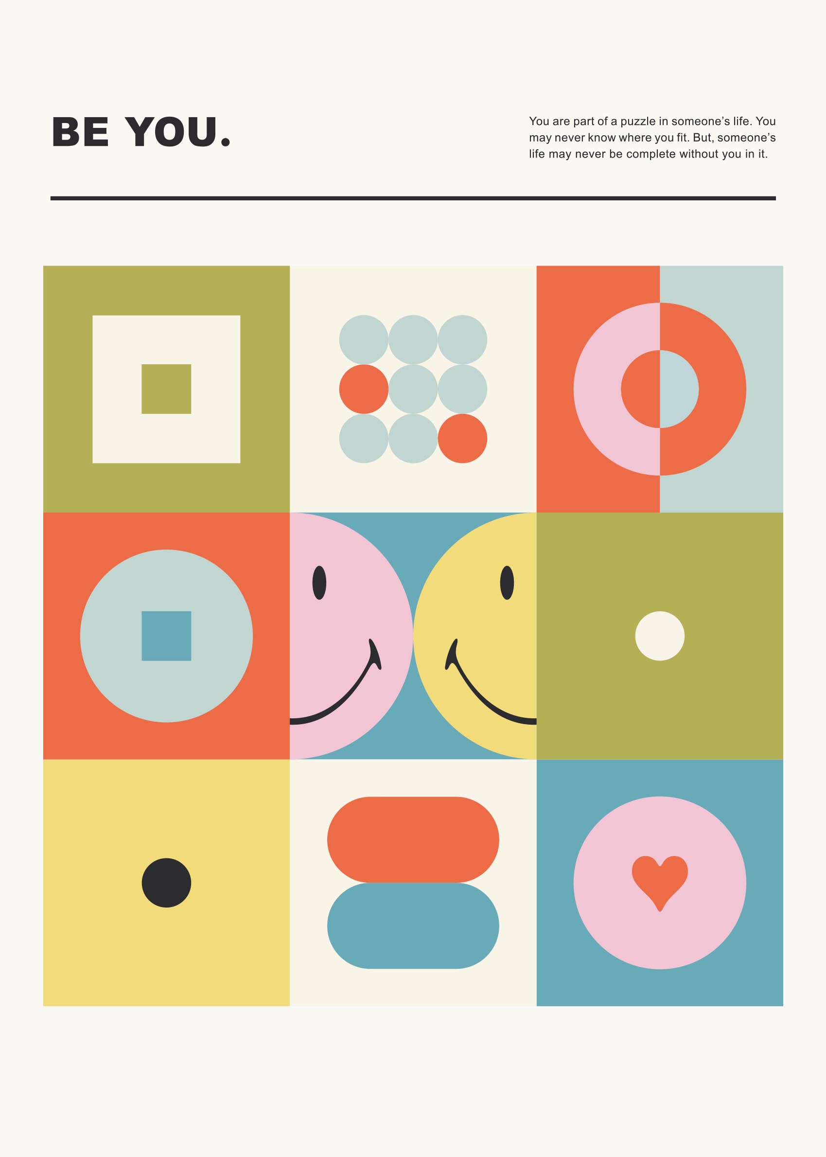Smiley Be You plakat - Citatillustration (30x40 cm)