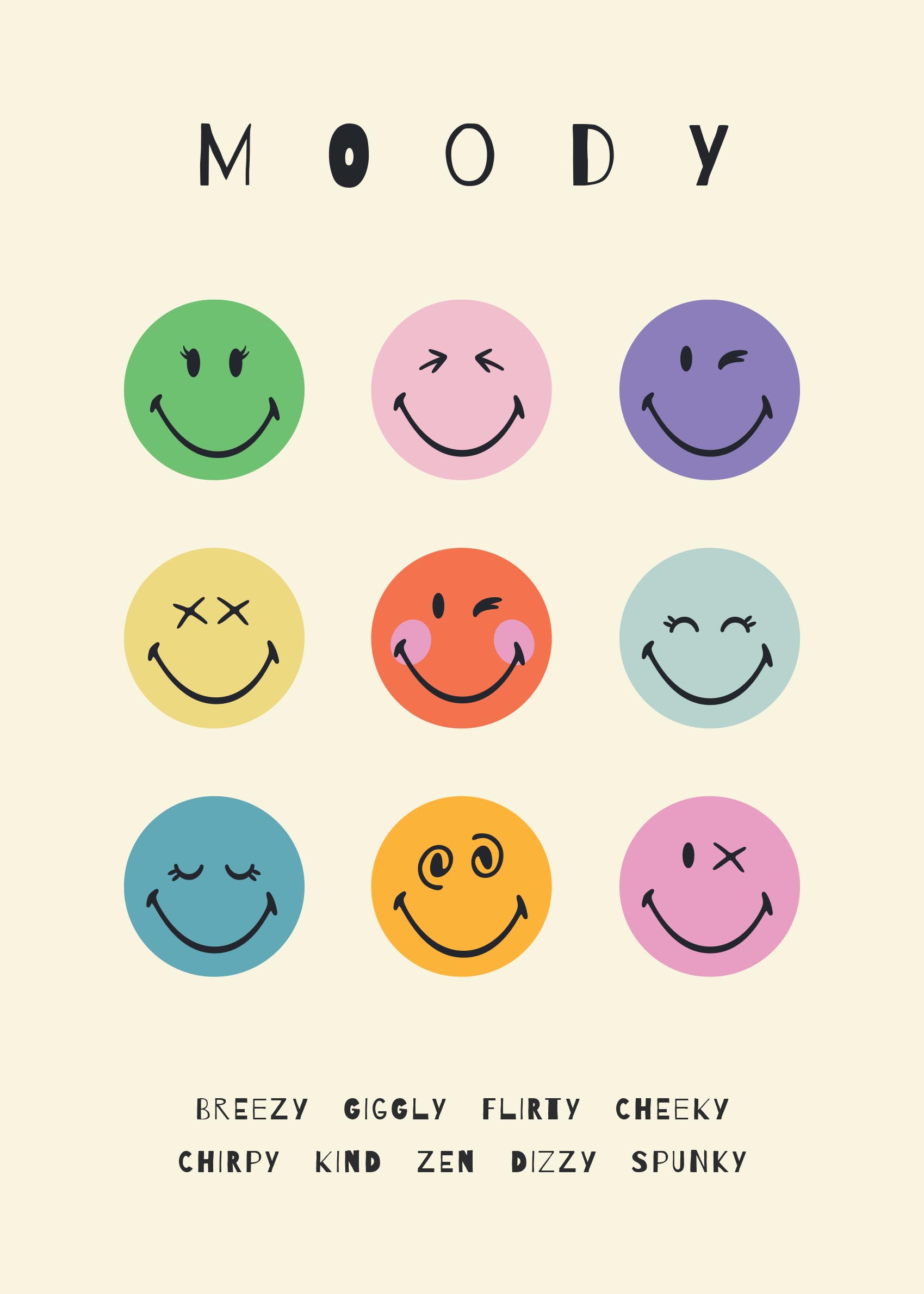 Moody Smileys Poster - Smileyillustration (50x70 cm)