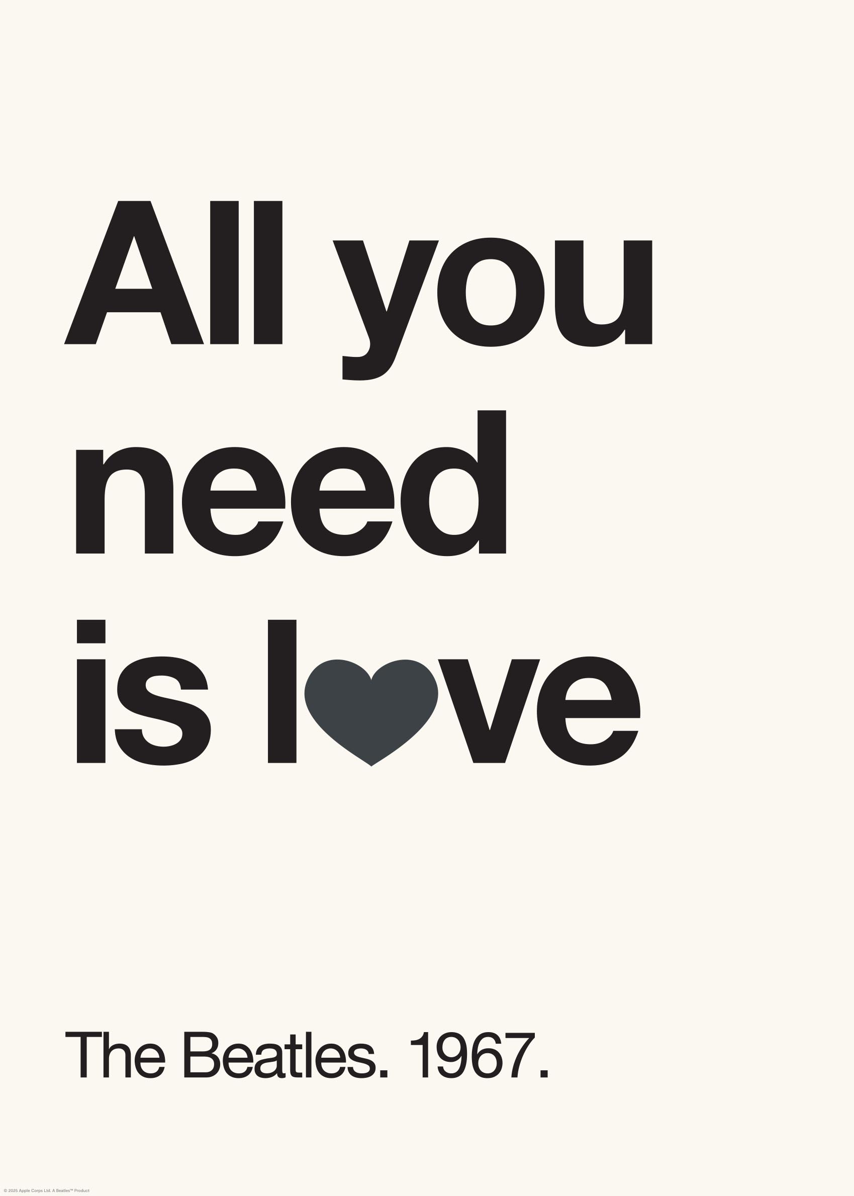 All You Need Is Love Poster - Typografische Illustration (30x40 cm)