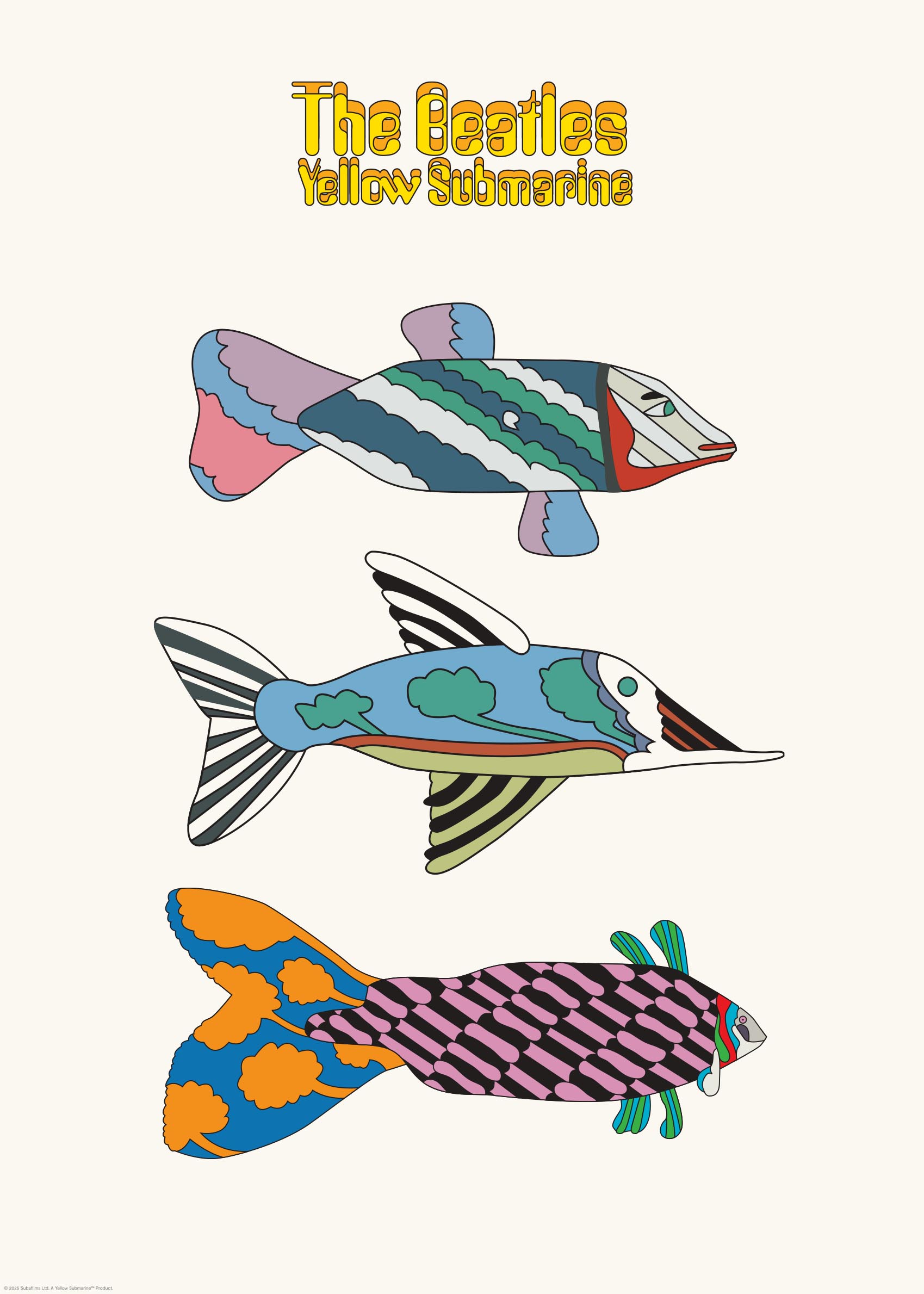 The Yellow Submarine Fish Poster - Animal illustration (50x70 cm)