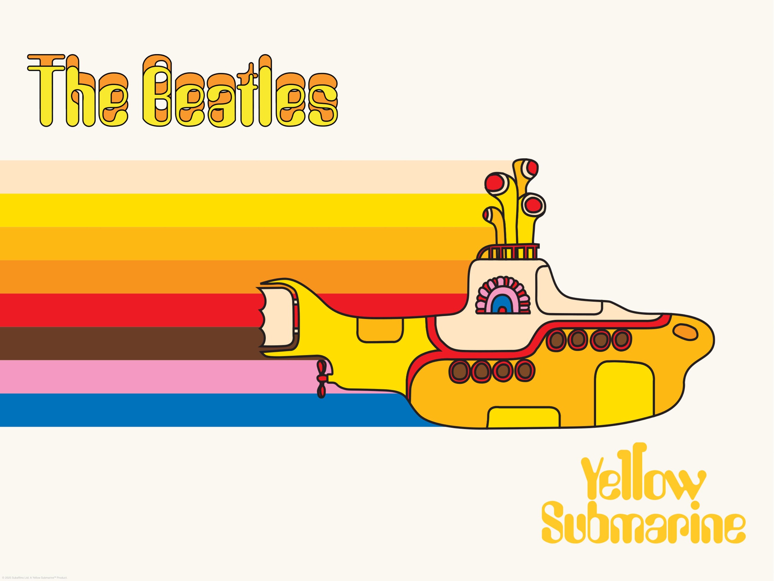 Yellow Submarine Rainbow Poster - Retro vehicle illustration (50x70 cm)