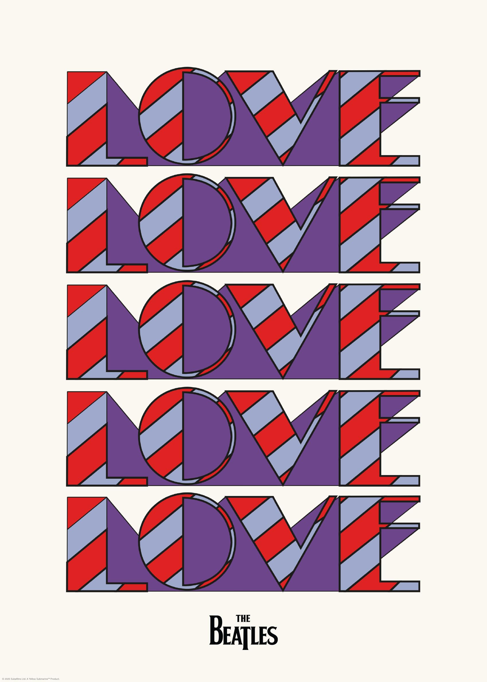 The Beatles Love Is Love Poster - Typografie Grafik (30x40 cm)