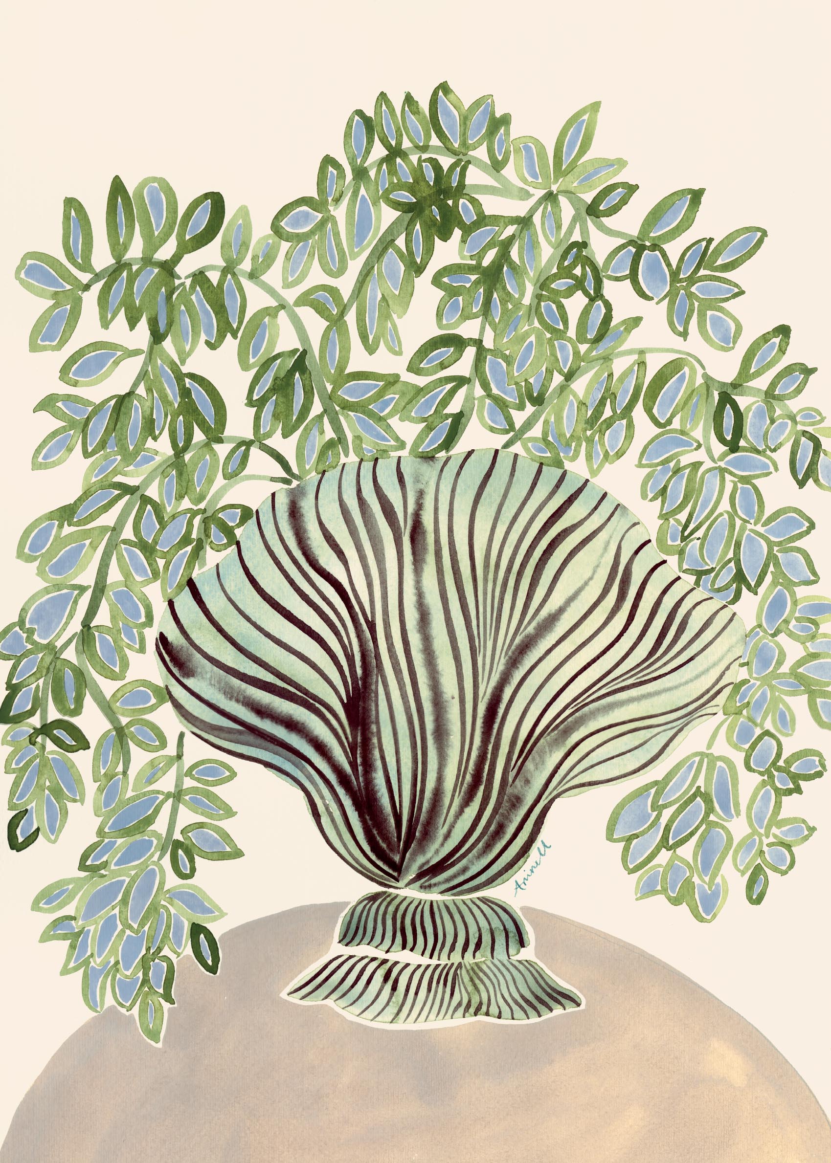 Shell Vase Poster - Botanische Malerei (50x70 cm)