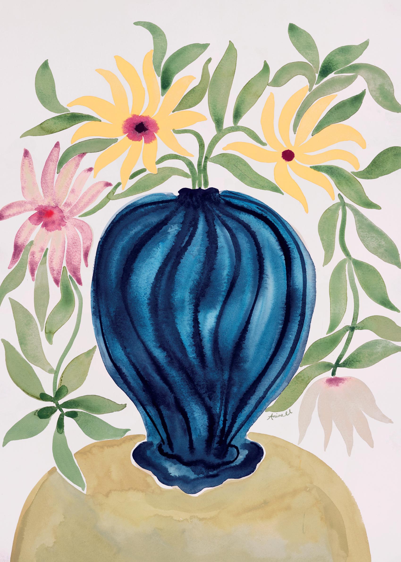 Dahlia Love Poster - Blumenillustration in Vase (50x70 cm)