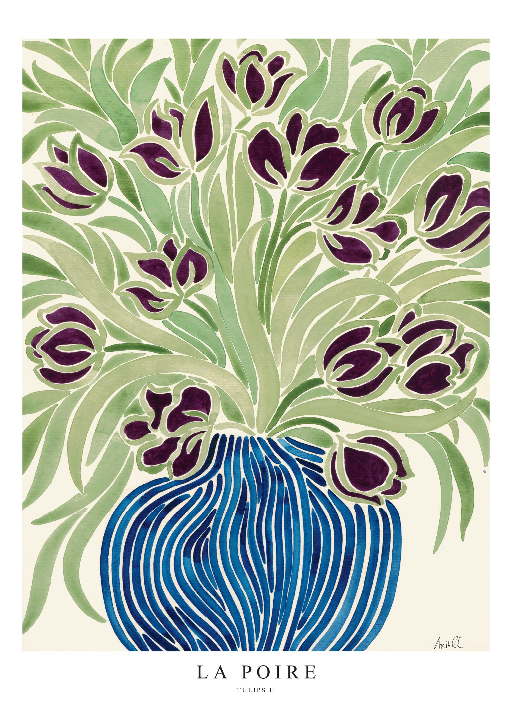 Tulips II Poster - Blumenillustration (70x100 cm)