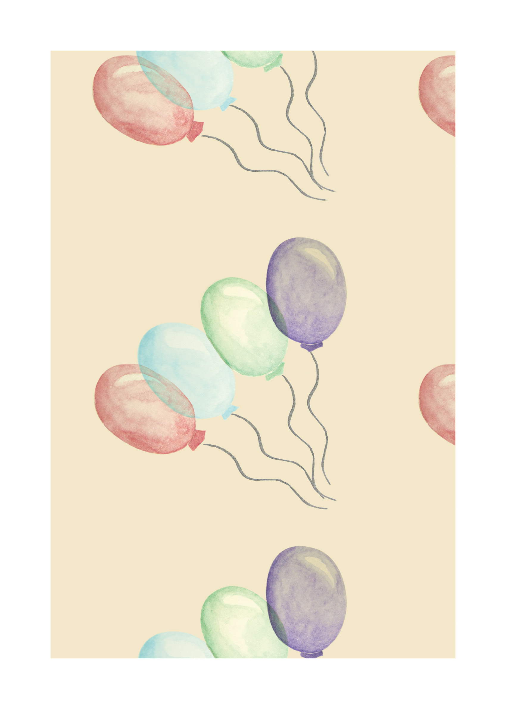 Birthday Balloons Poster - Ballon-Aquarell (21x30 cm)