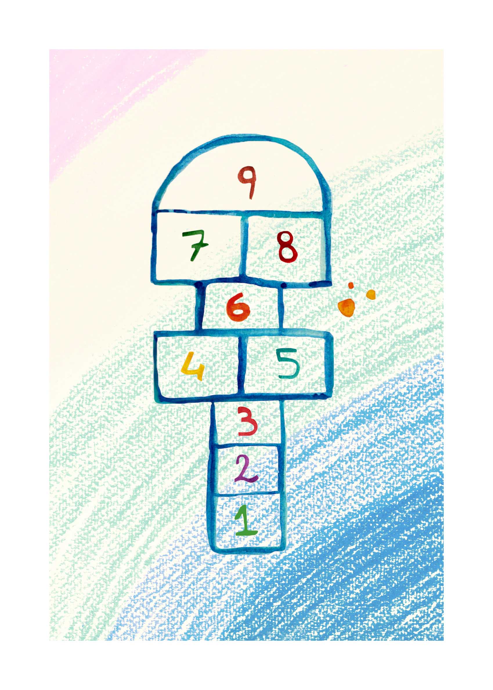 One Two Hop Poster - Number illustration (30x40 cm)