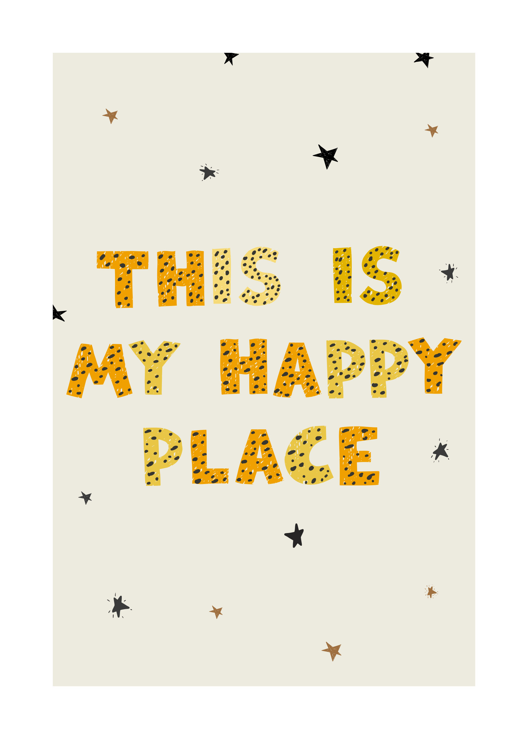 My Happy Place plakat - Typografisk illustration (50x70 cm)