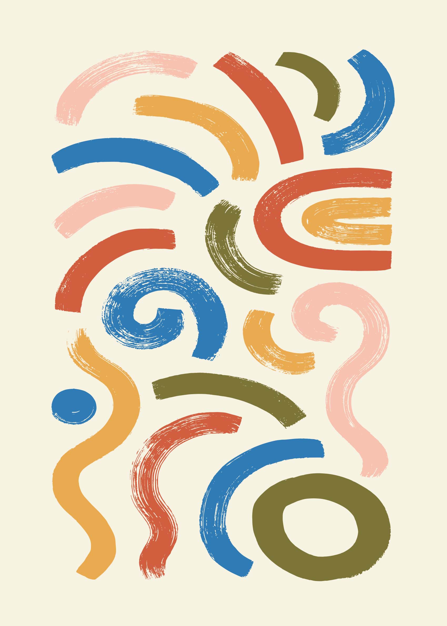 Happy Shapes Poster - Abstrakte Illustration (30x40 cm)