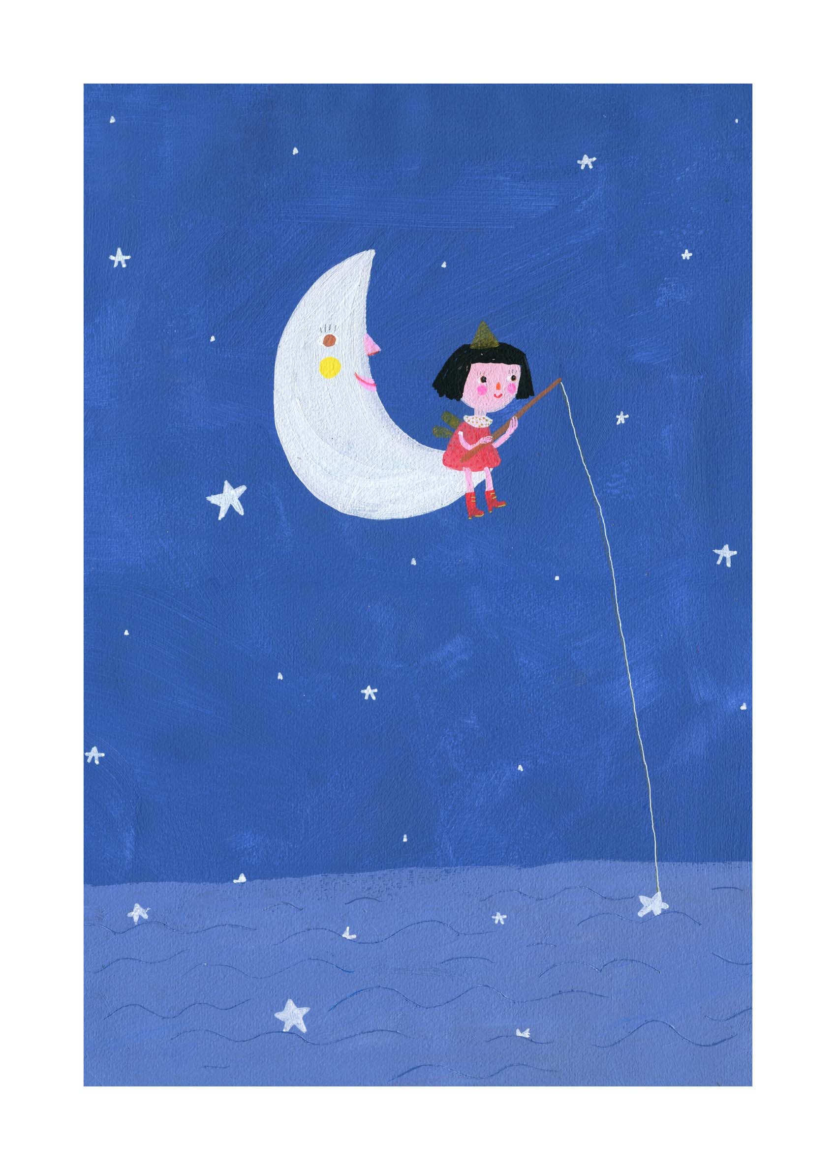 Fishing Stars Poster - Nachthimmel-Illustration (50x70 cm)