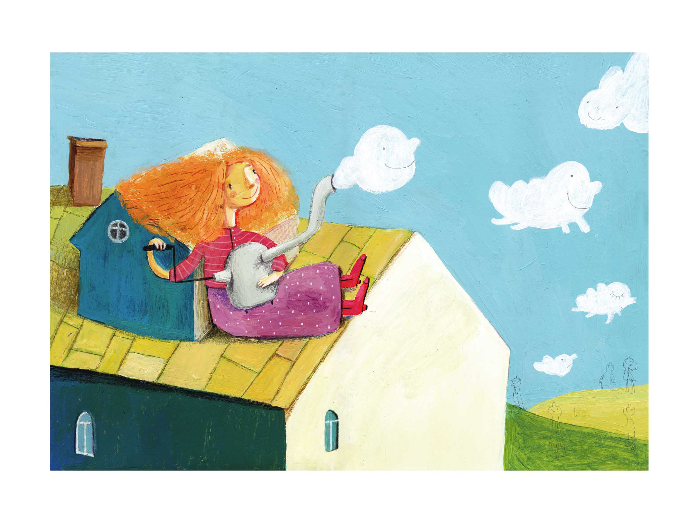 Painting Clouds Poster - Girl illustration (50x70 cm)