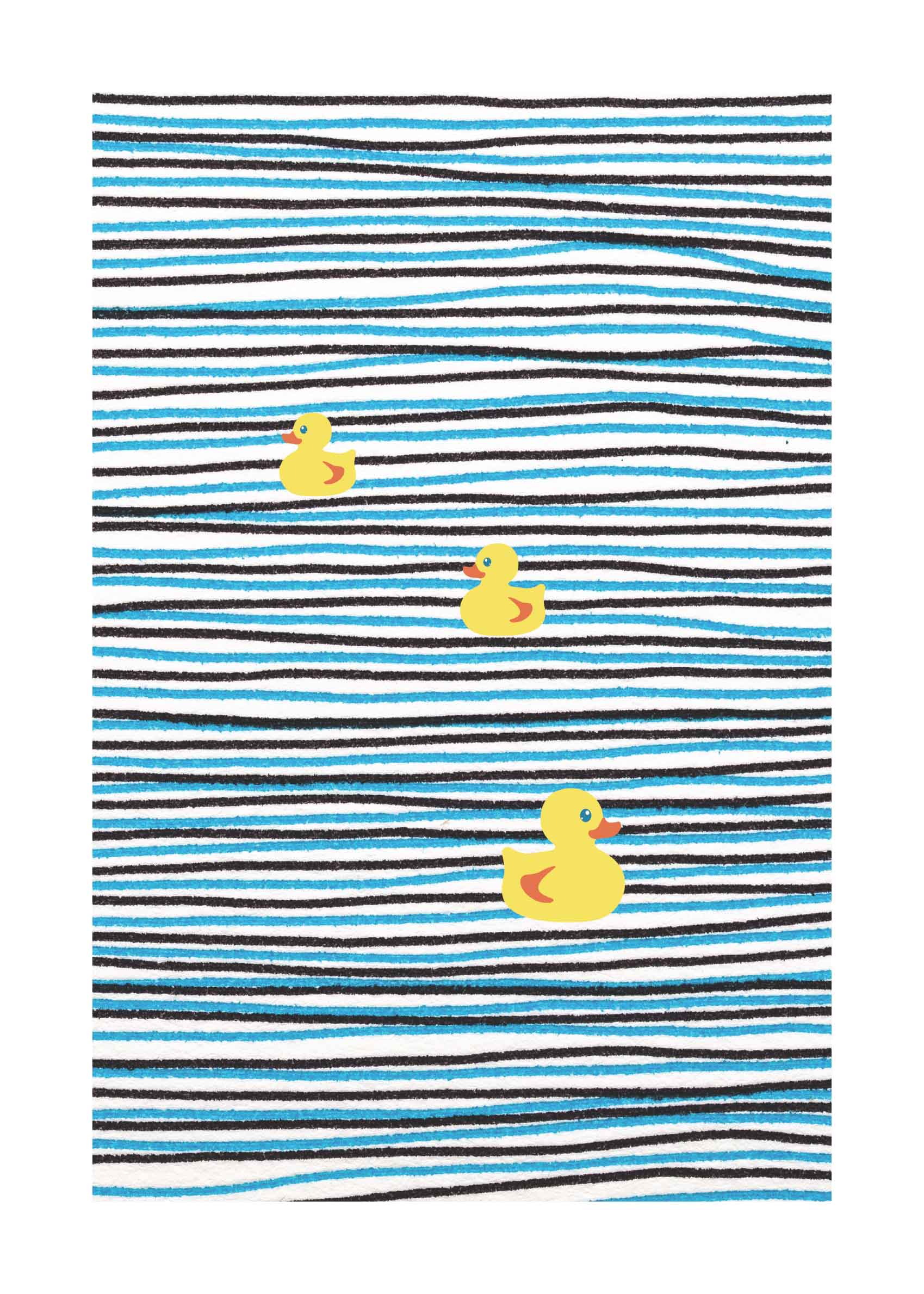 Wavy Ducks Poster - Tierillustration (21x30 cm)