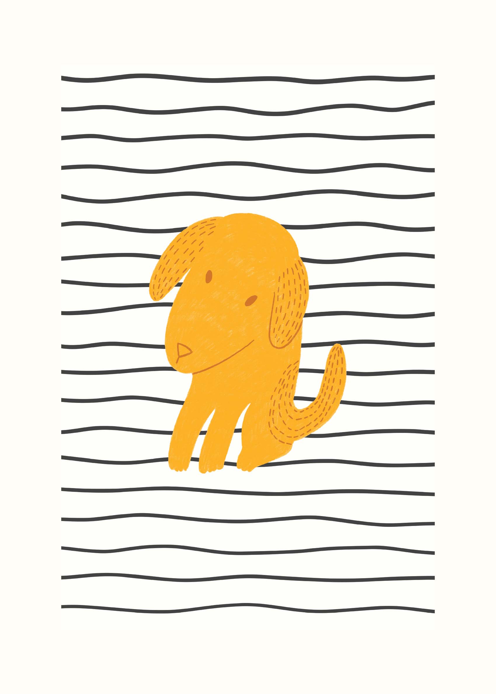Sunny Pup Poster - Animal illustration (40x50 cm)