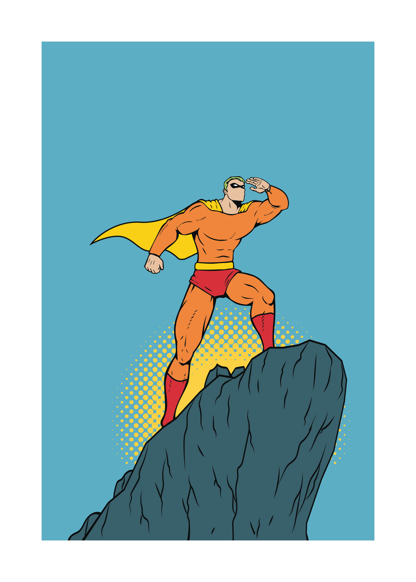 Captain Sky Poster - Superhero illustration (50x70 cm)