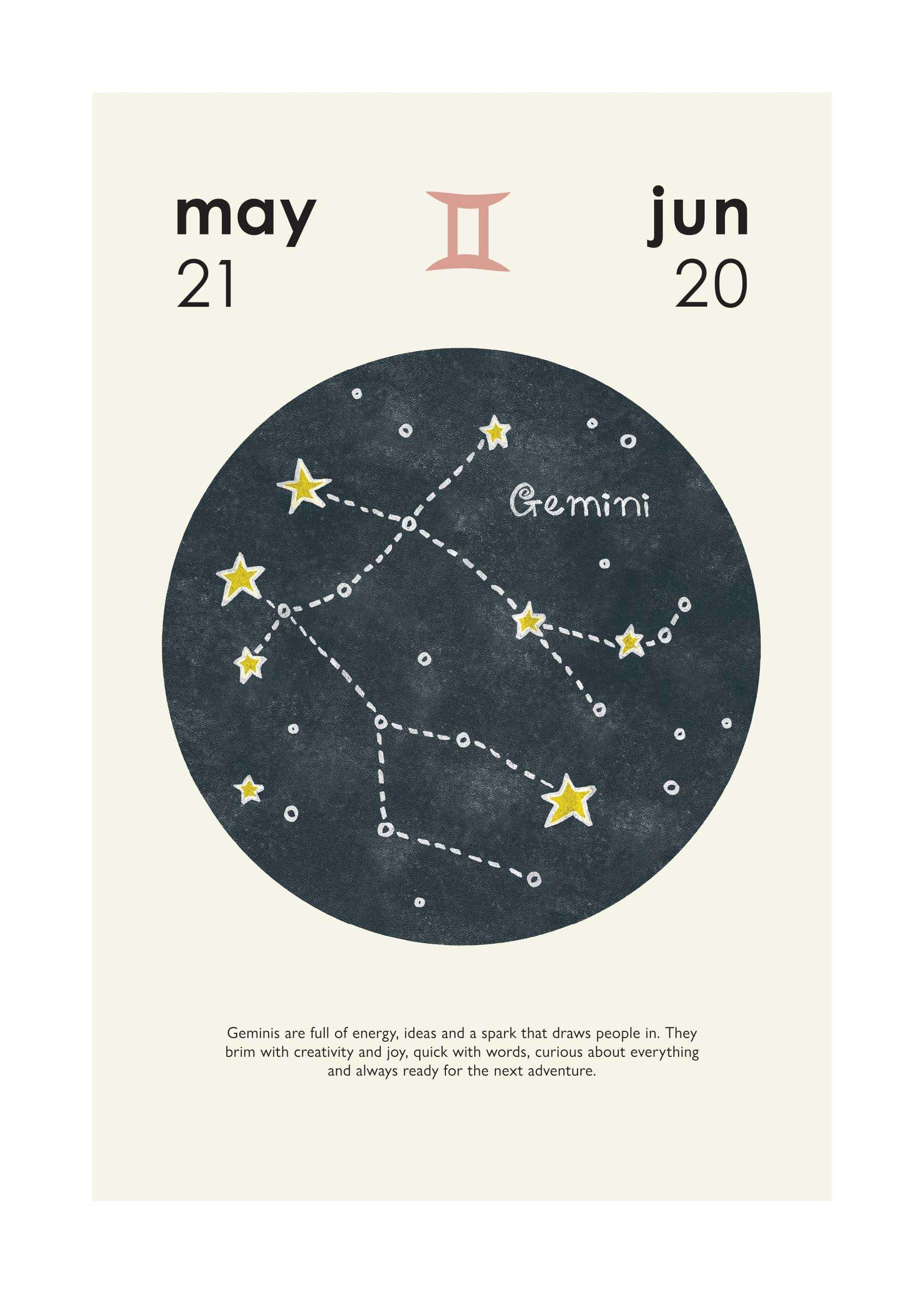 Gemini Poster - Star constellation illustration (50x70 cm)