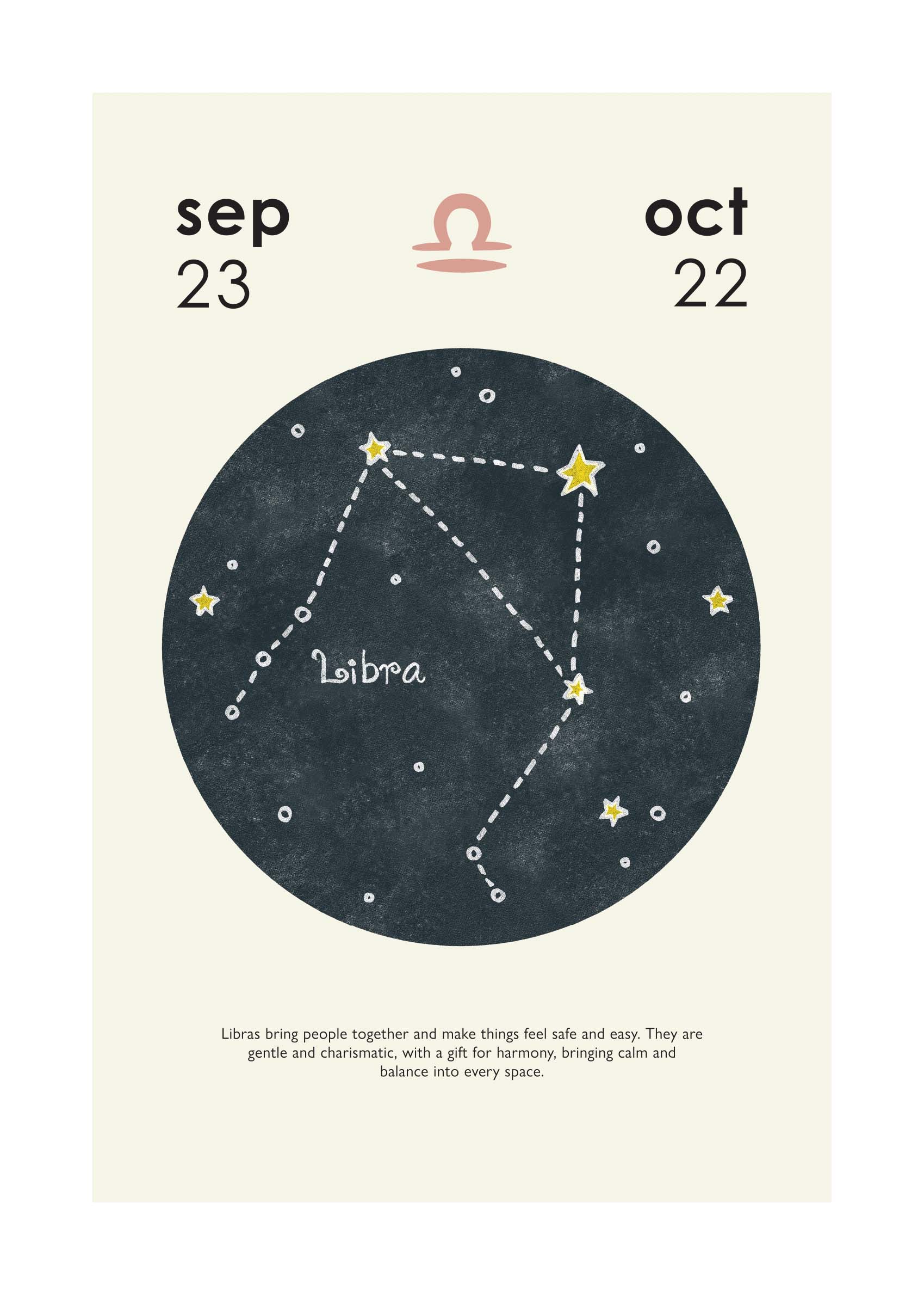 Libra poster - Zodiac illustration (30x40 cm)