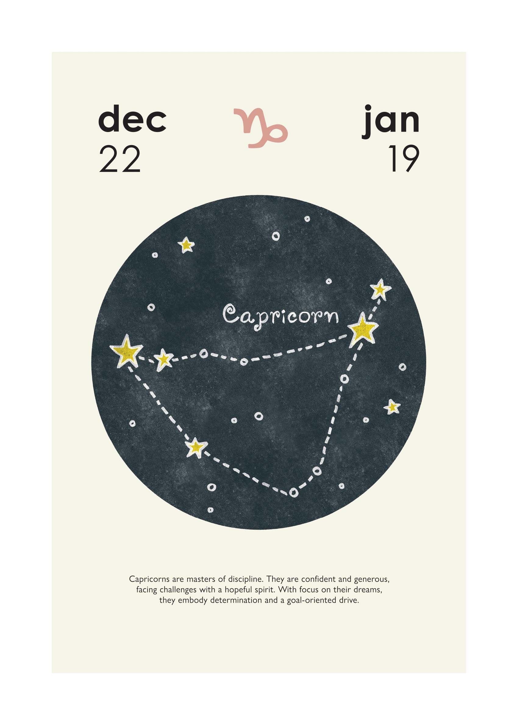Capricorn poster - Zodiac illustration (50x70 cm)