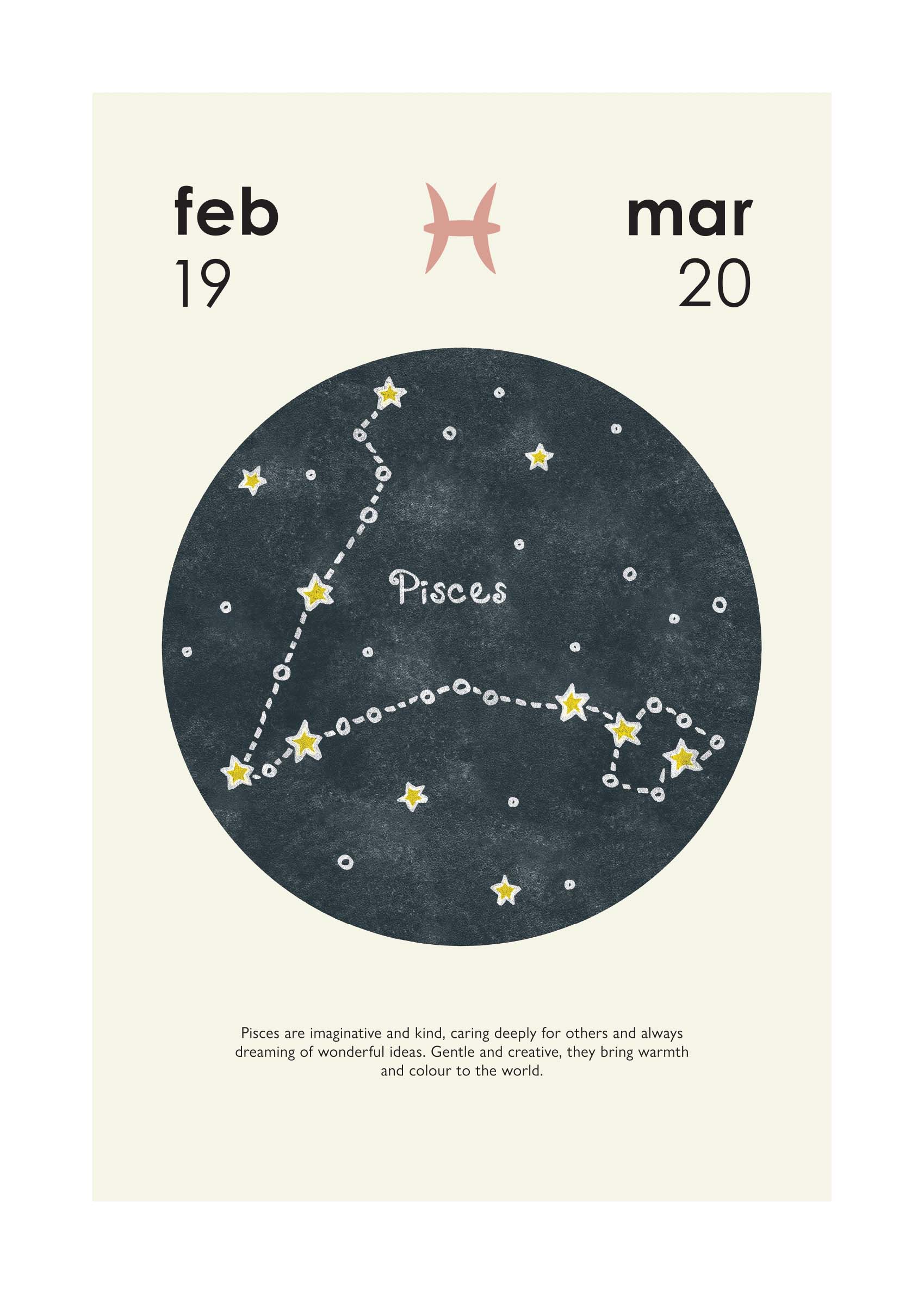 Pisces poster - Zodiac illustration (50x70 cm)