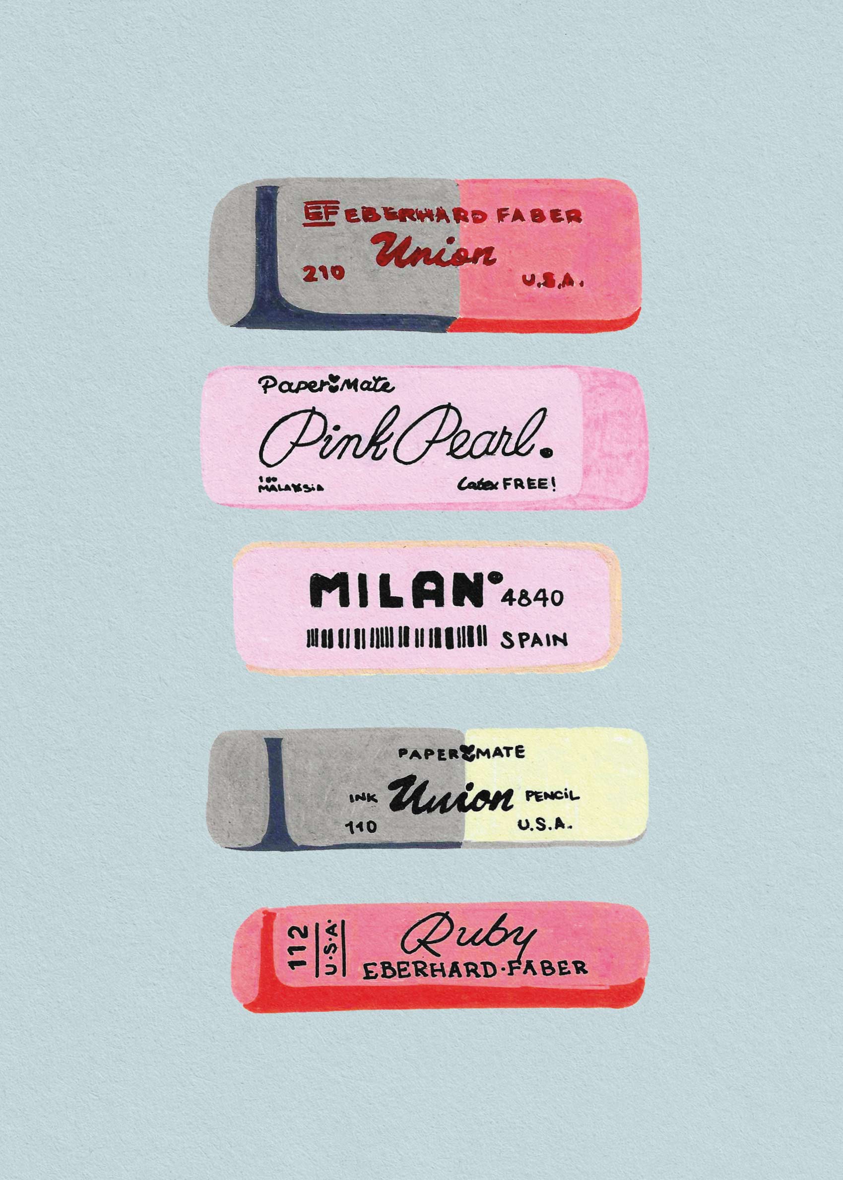 Retro Eraser Poster - Eraser illustration (50x70 cm)