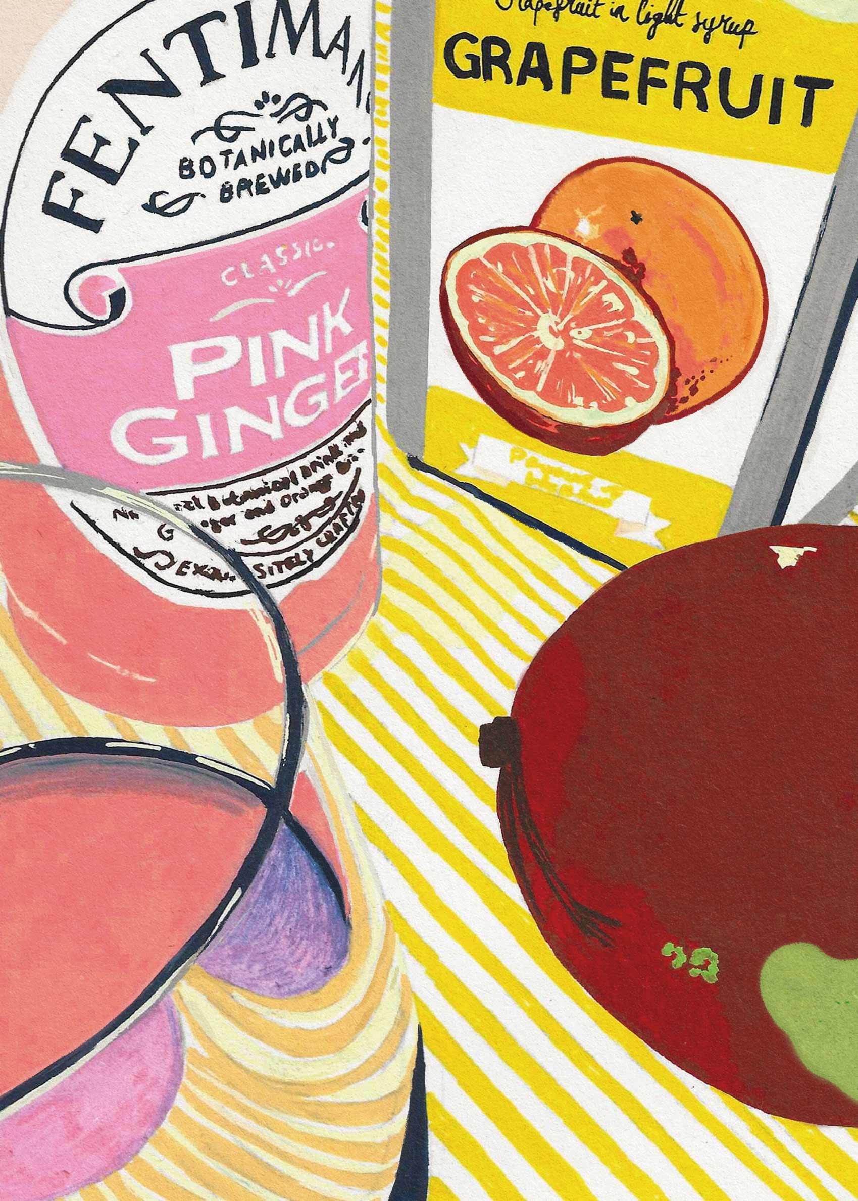 Pink Ginger Poster - Food illustration (50x70 cm)
