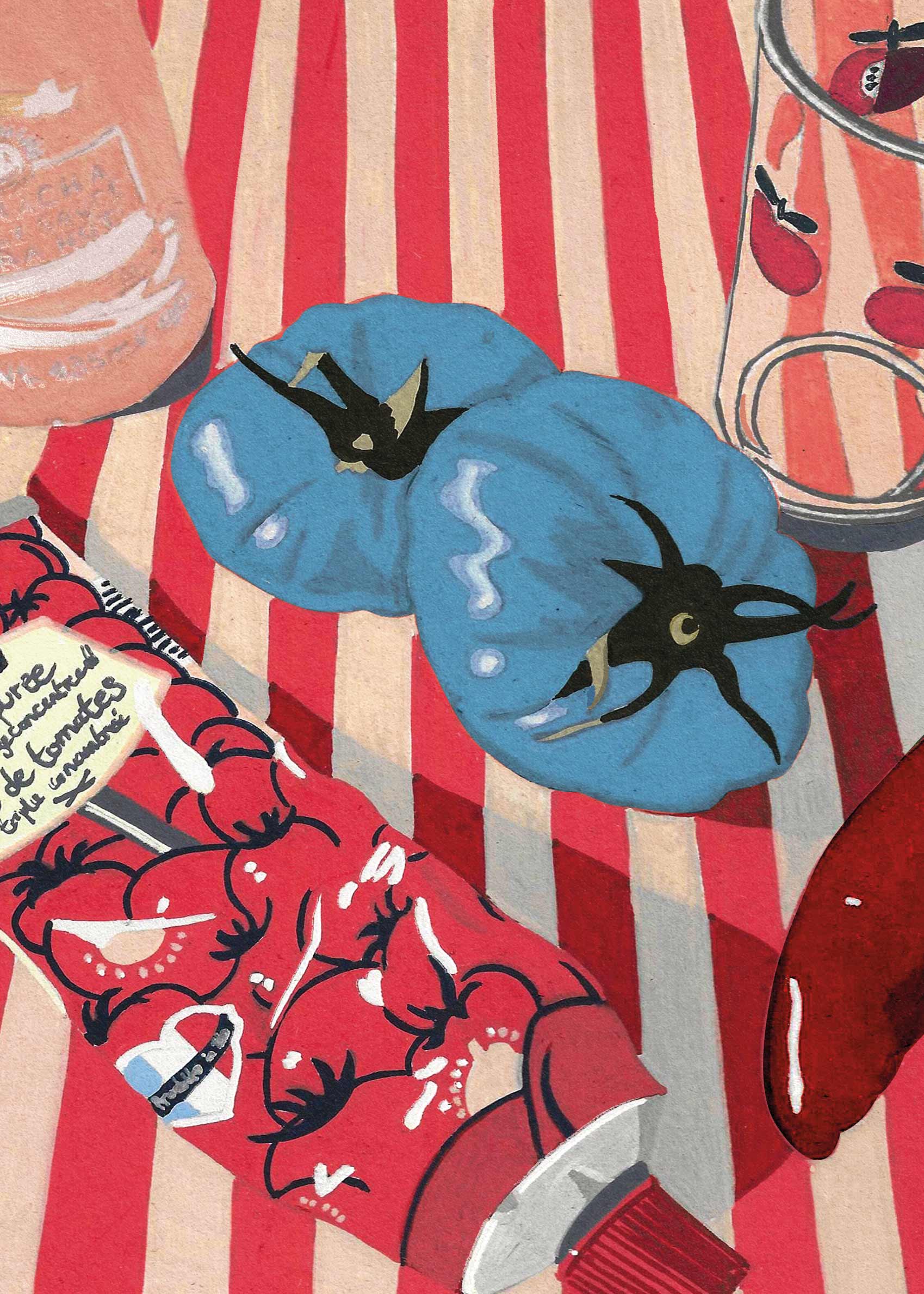 Blue Tomatoes Poster - Food illustration (50x70 cm)