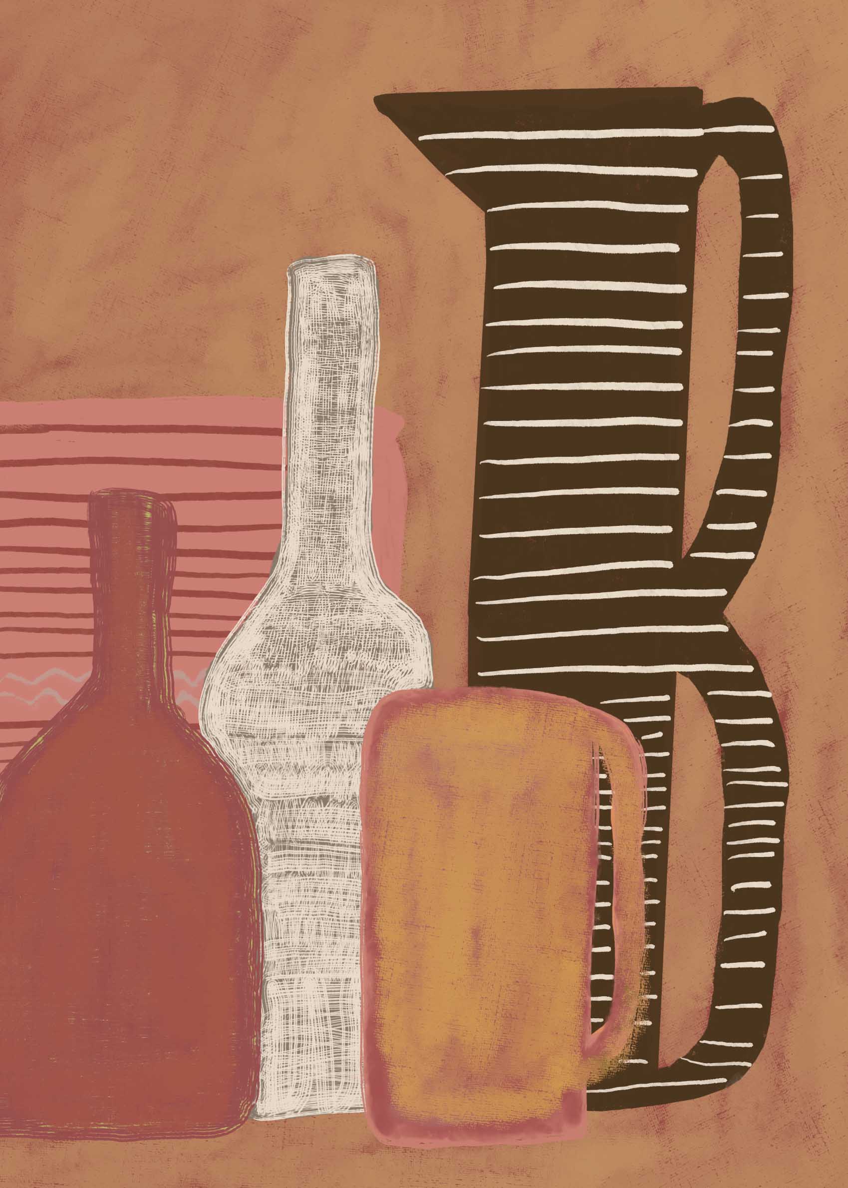 Rustic Ceramic Vessels Poster - Abstract illustration (50x70 cm)