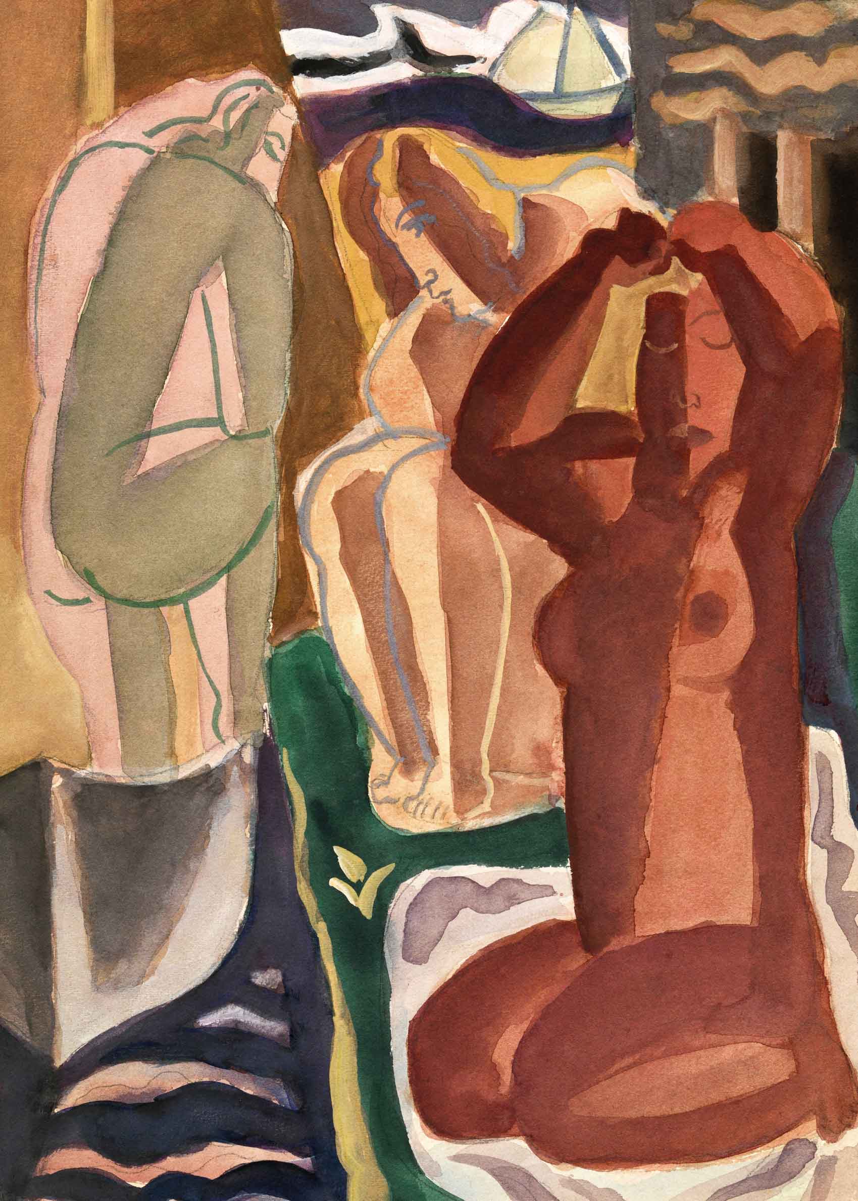 Two Bathing Women Plakat - Figurmaleri (30x40 cm)