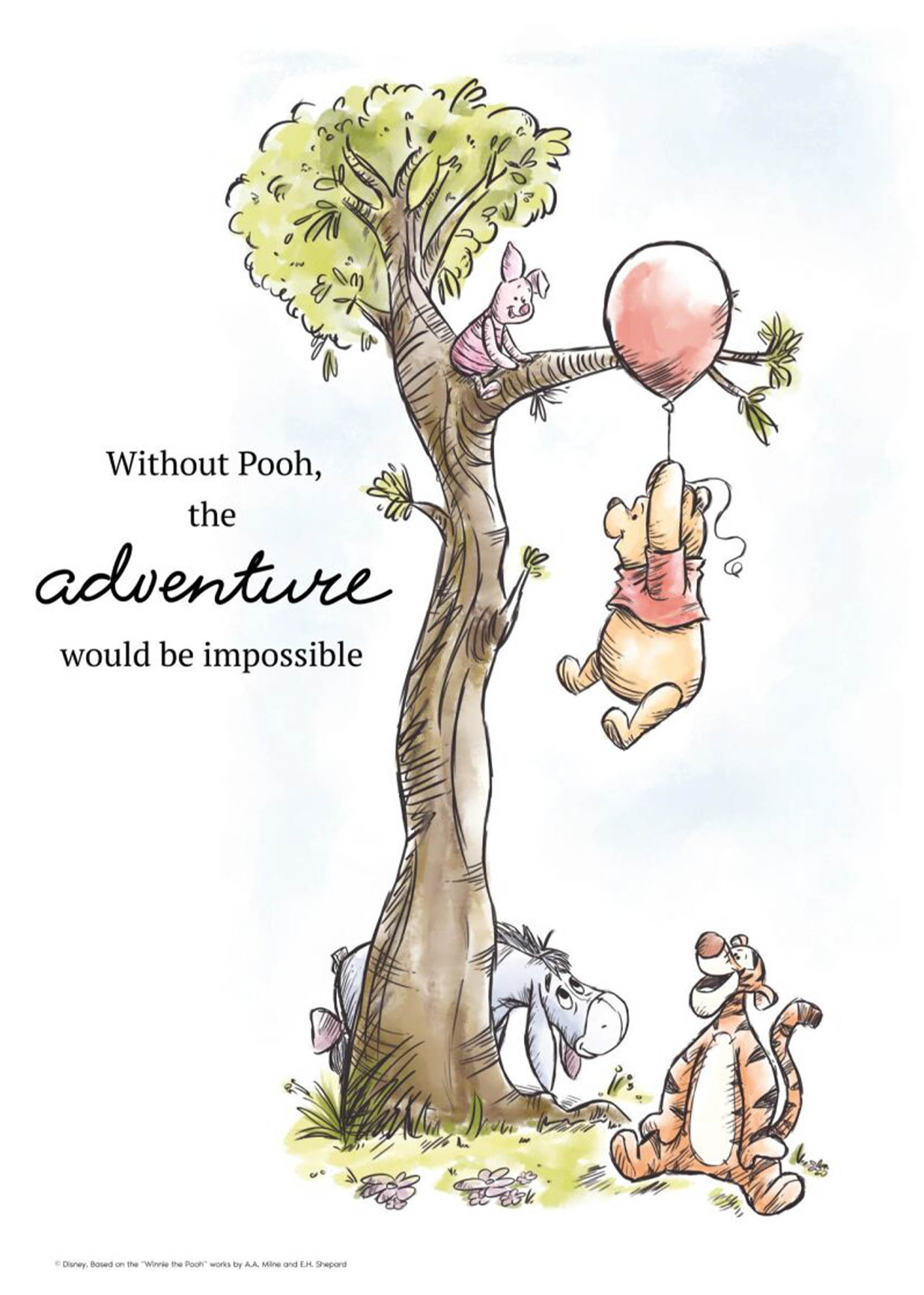 Balloon Adventure With Winnie the Pooh Poster - Disneyillustration (21x30 cm)