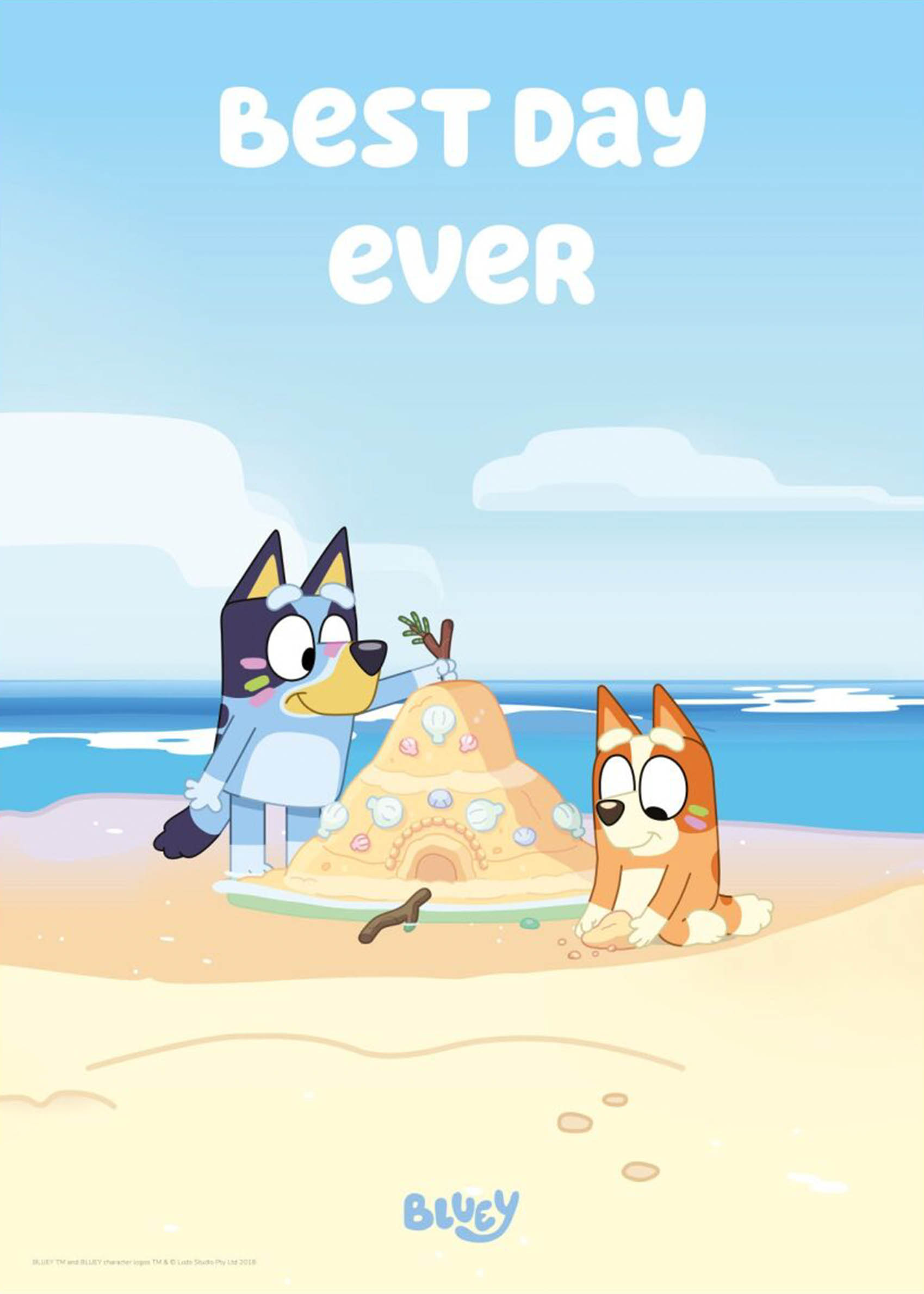 Bluey Beach Sandcastle Poster - Beach illustration (30x40 cm)