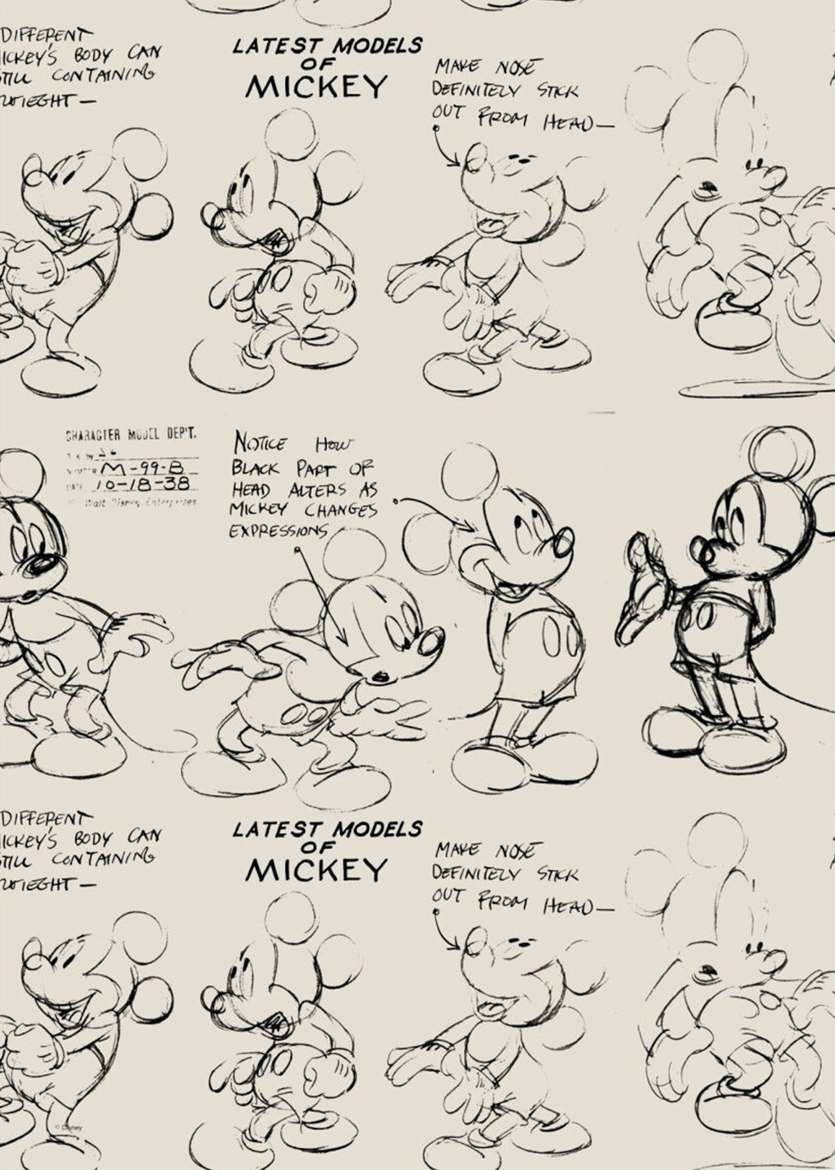 Disney Mickey Mouse Latest Models of Mickey - Figurenstudien-Grafik (40x50 cm)