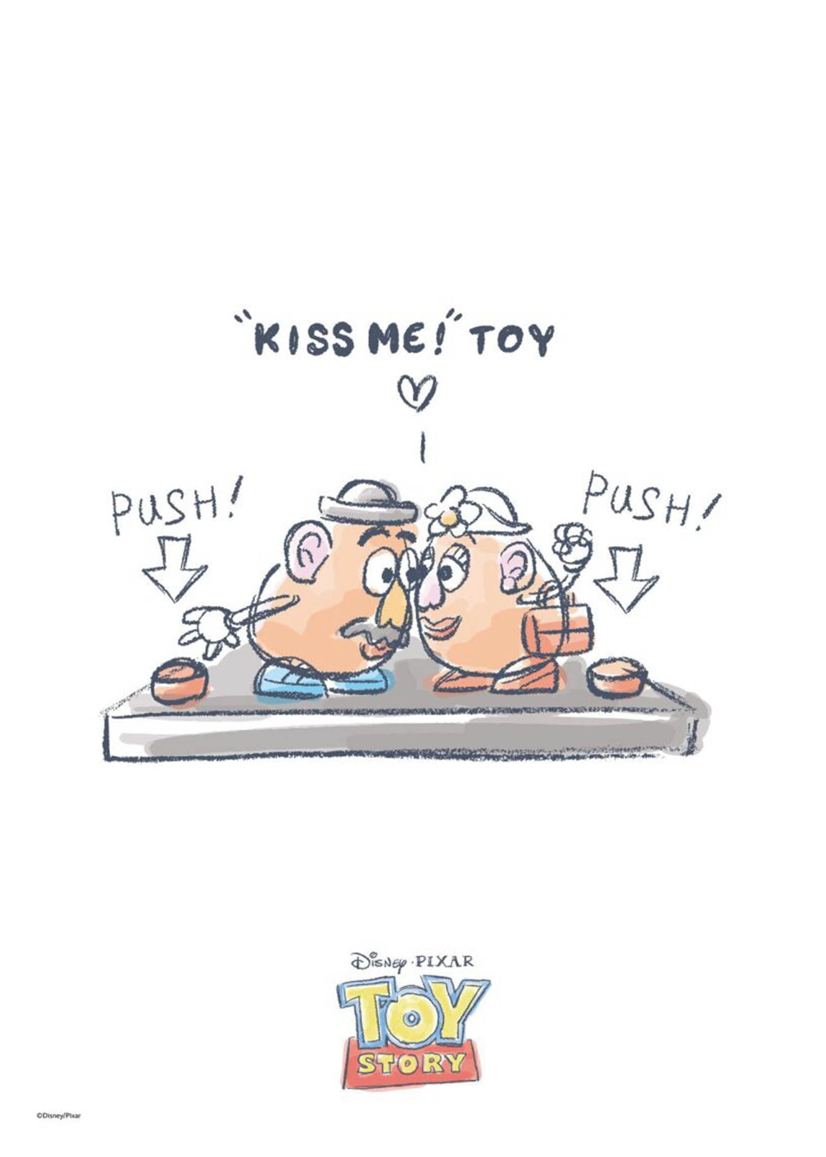 Toy Story Mr and Mrs Potato Head Kiss Me Toy Poster - Character illustration (50x70 cm)