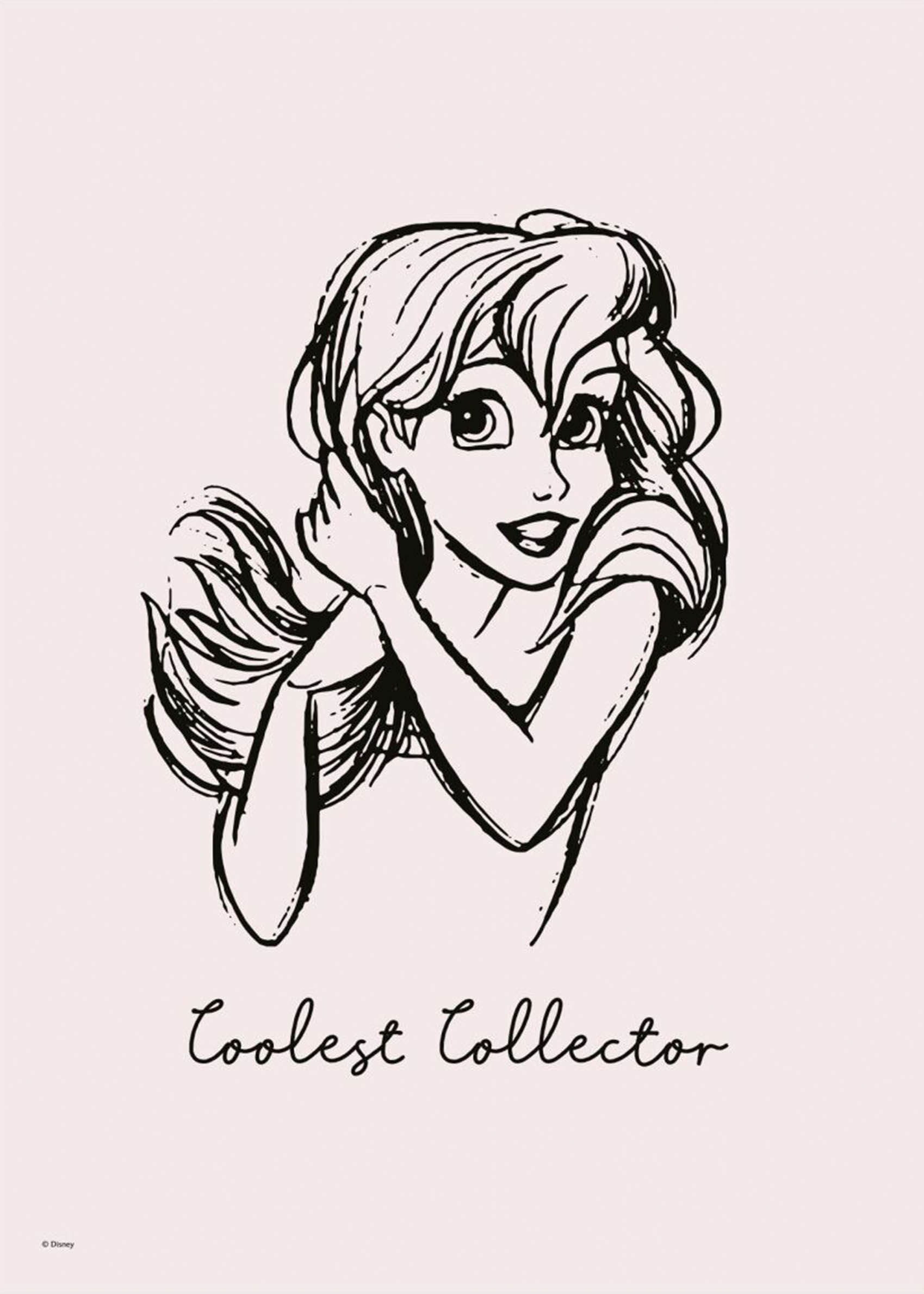 Disney Princess Ariel Portrait Sketch Poster - Ariel line art (40x50 cm)