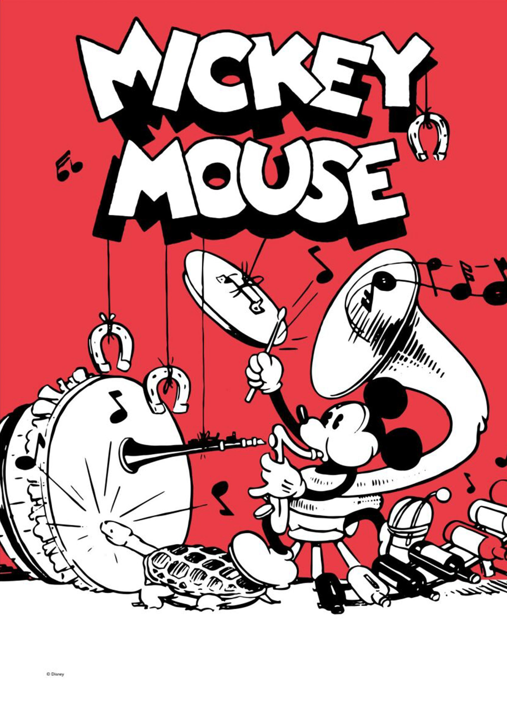 Mickey Mouse Big Band Bash Poster - Musical illustration vintage (21x30 cm)