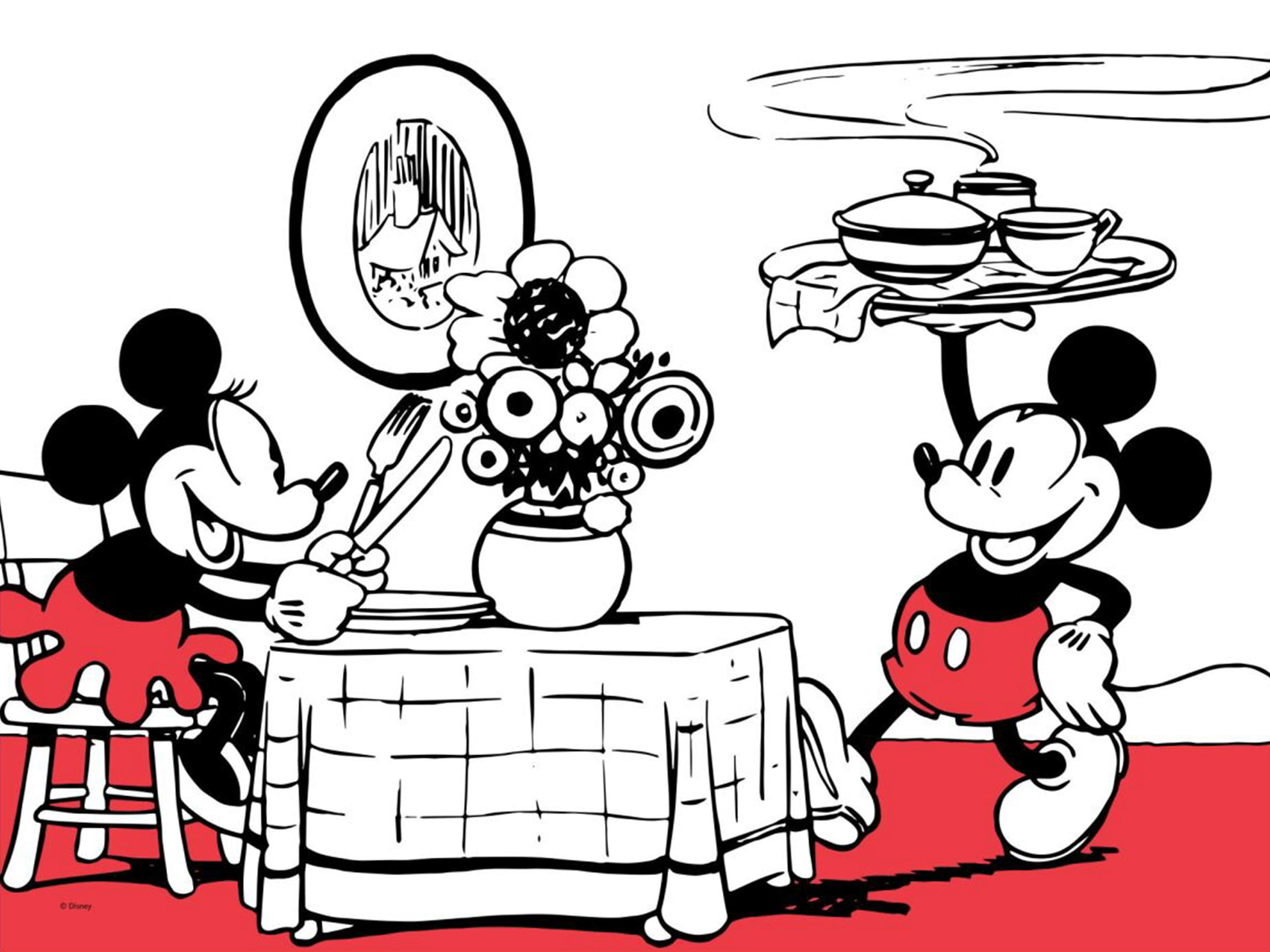 Mickey Mouse Dinner Date Poster - Disney-illustration (70x100 cm)
