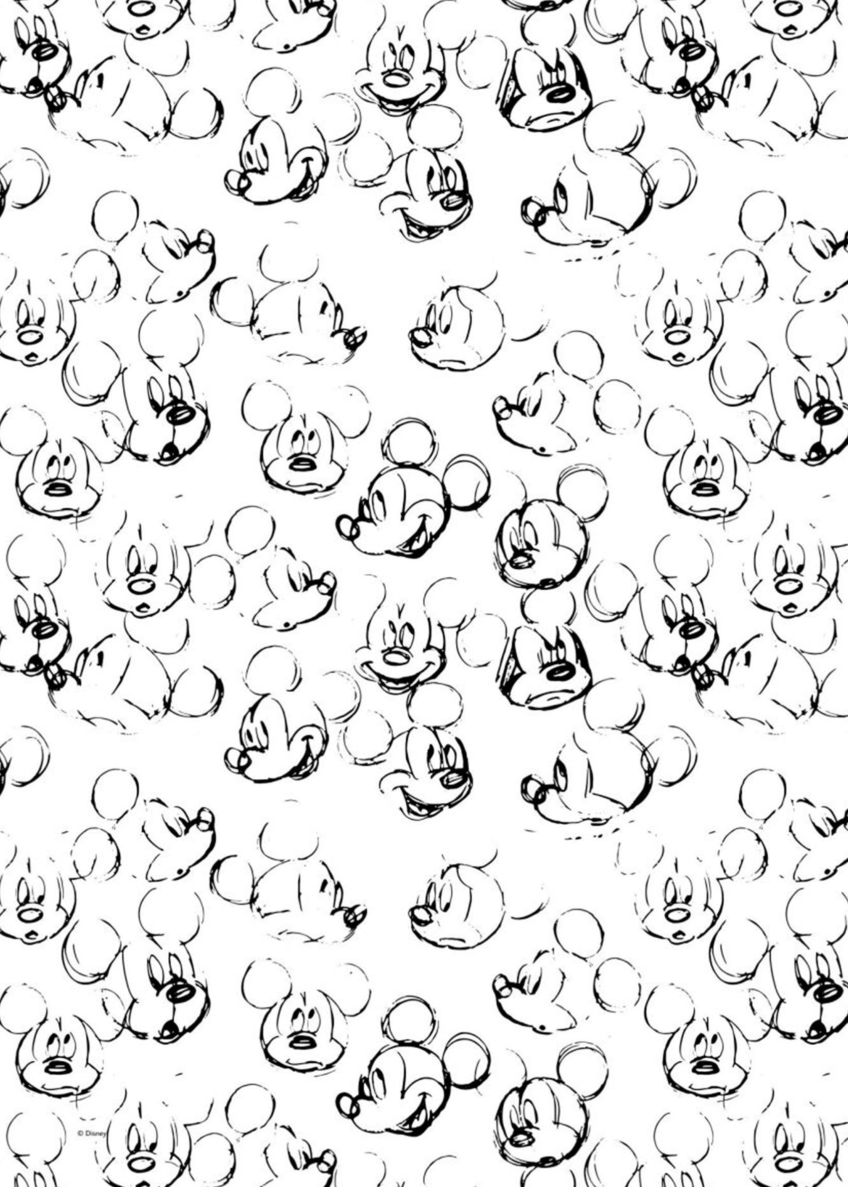 Mickey Mouse Sketch Repeat Poster - Schwarzweiße Figurenillustration (30x40 cm)