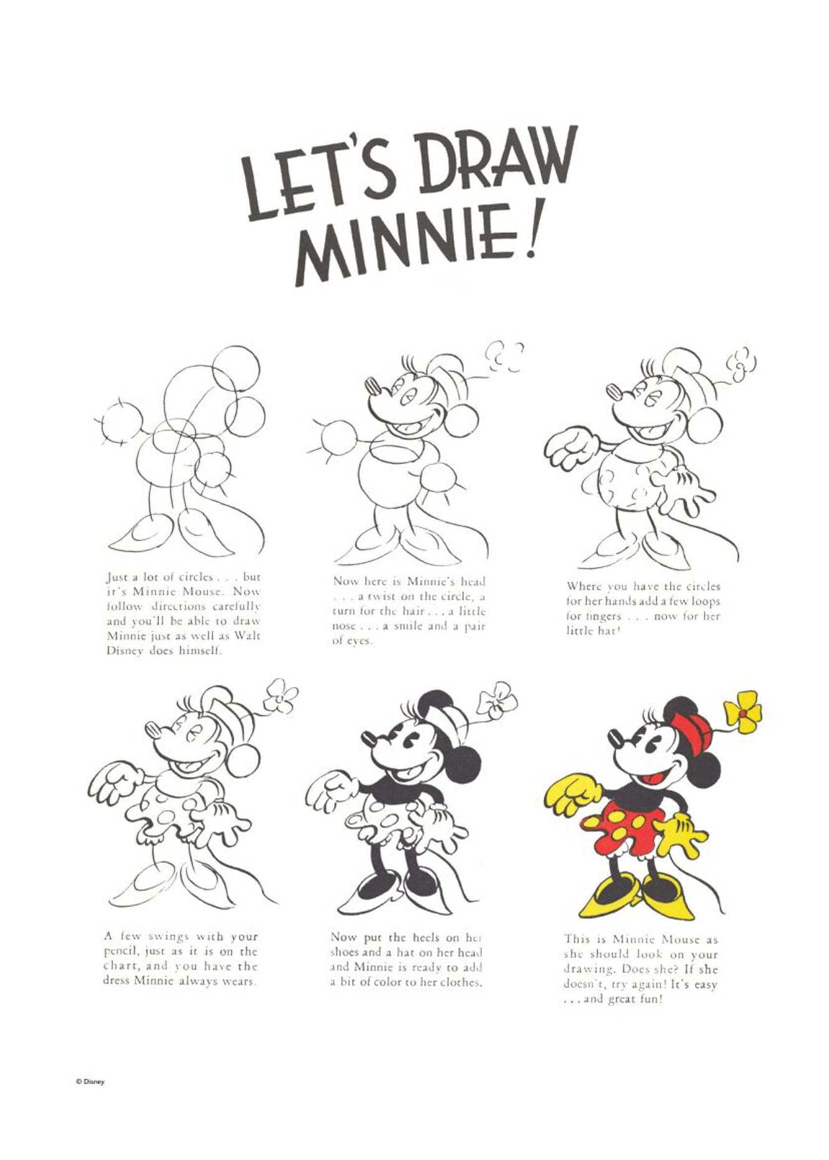 Minnie Mouse Playful Sketch Pose Poster - Character illustration (21x30 cm)