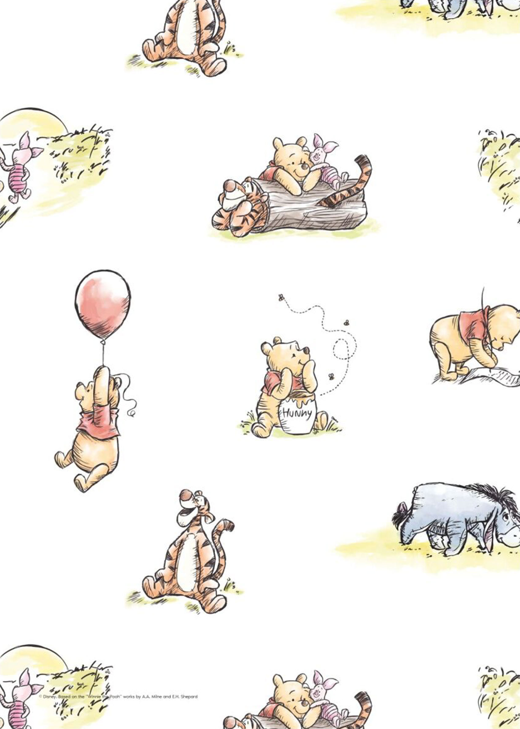 Winnie The Pooh Classic Pattern Poster - Animal illustration (30x40 cm)