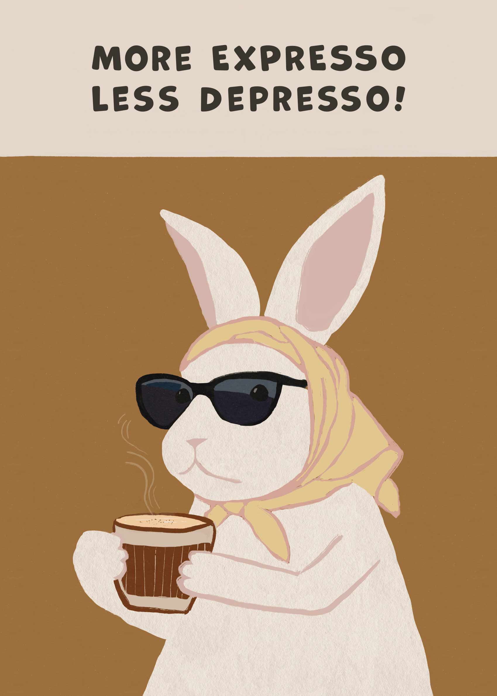 More Espresso Poster - Animal illustration (50x70 cm)