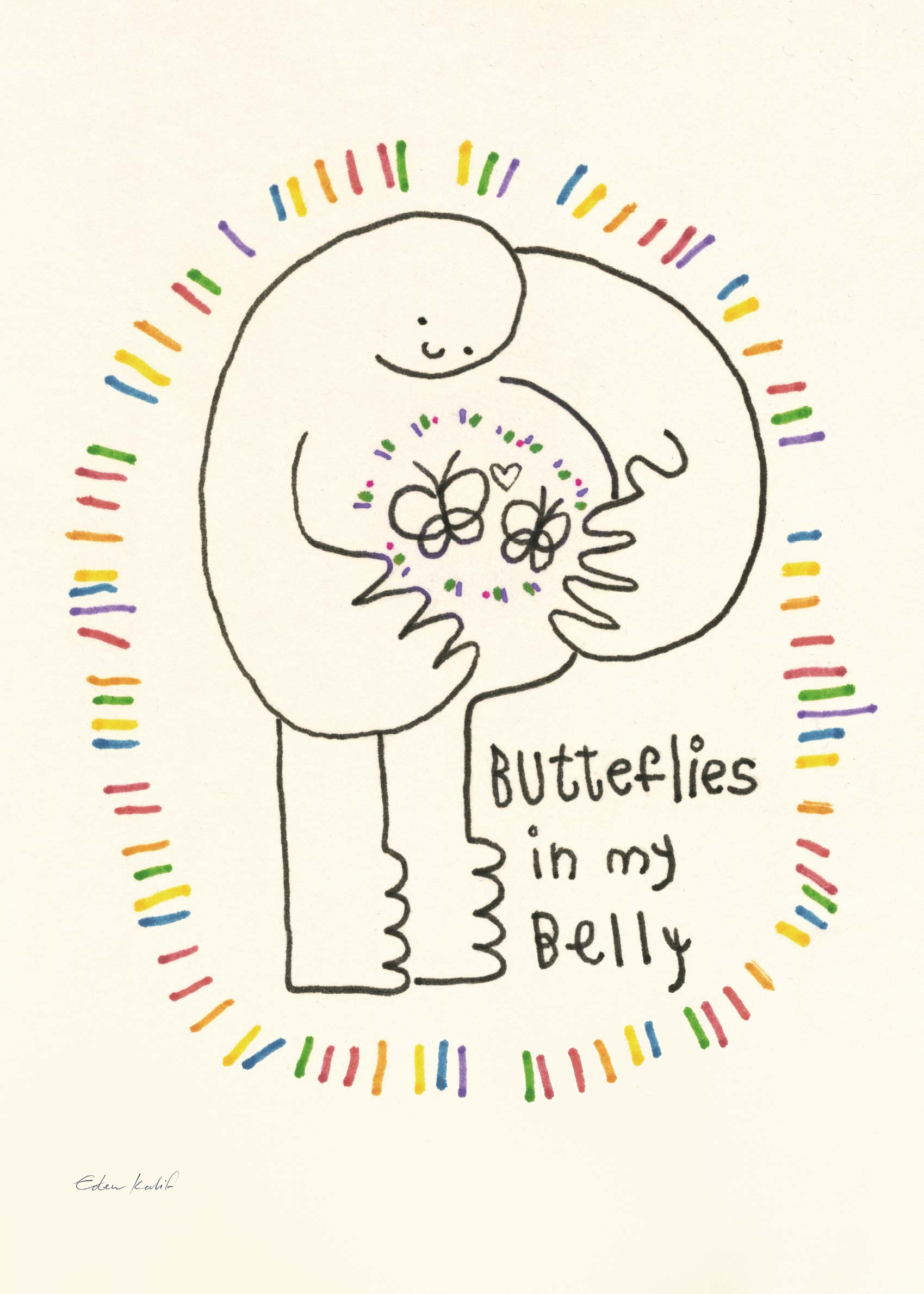 Butterflies in my Belly Poster - Figure line art (50x70 cm)
