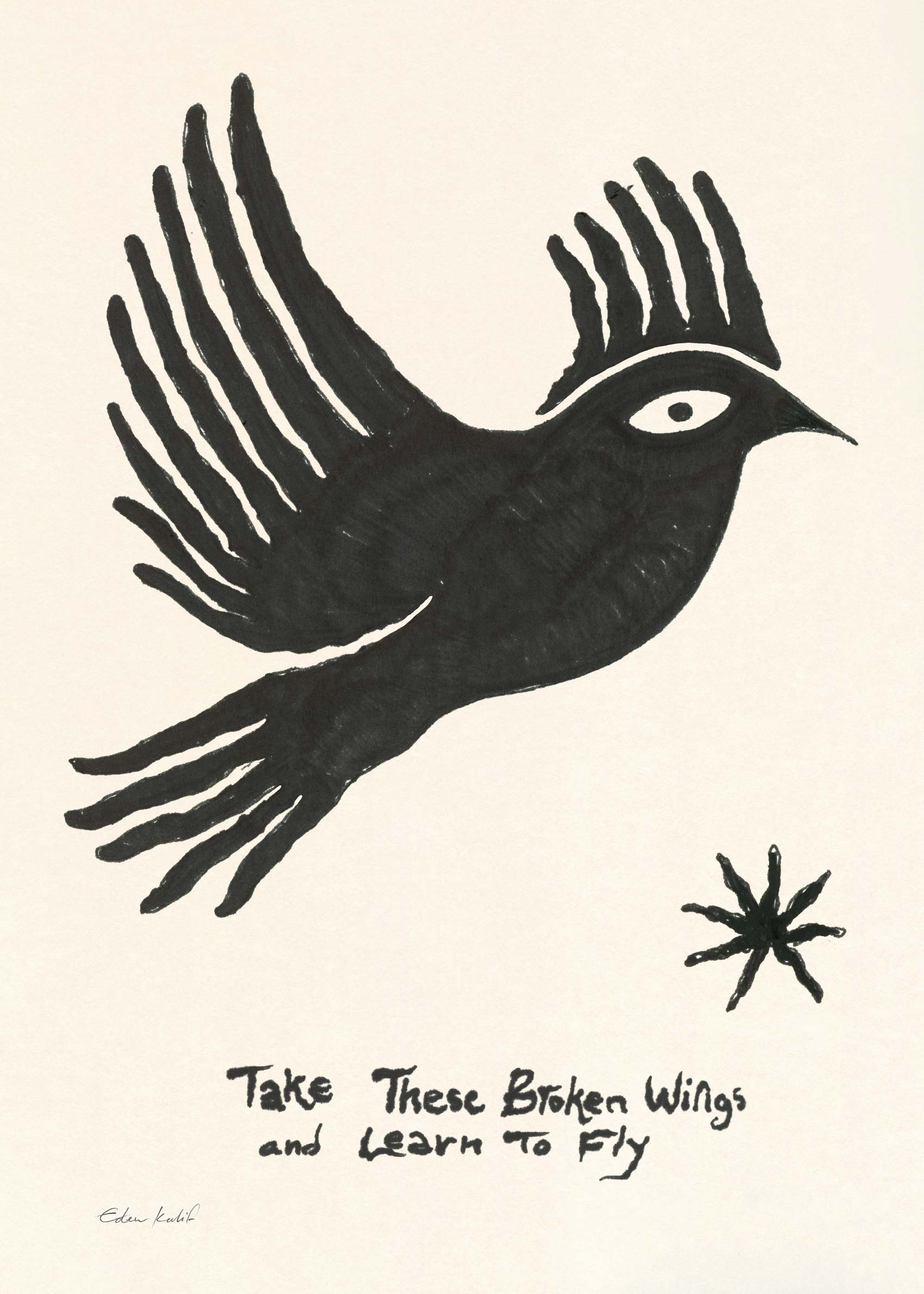 Fly Away Poster - Bird illustration (30x40 cm)