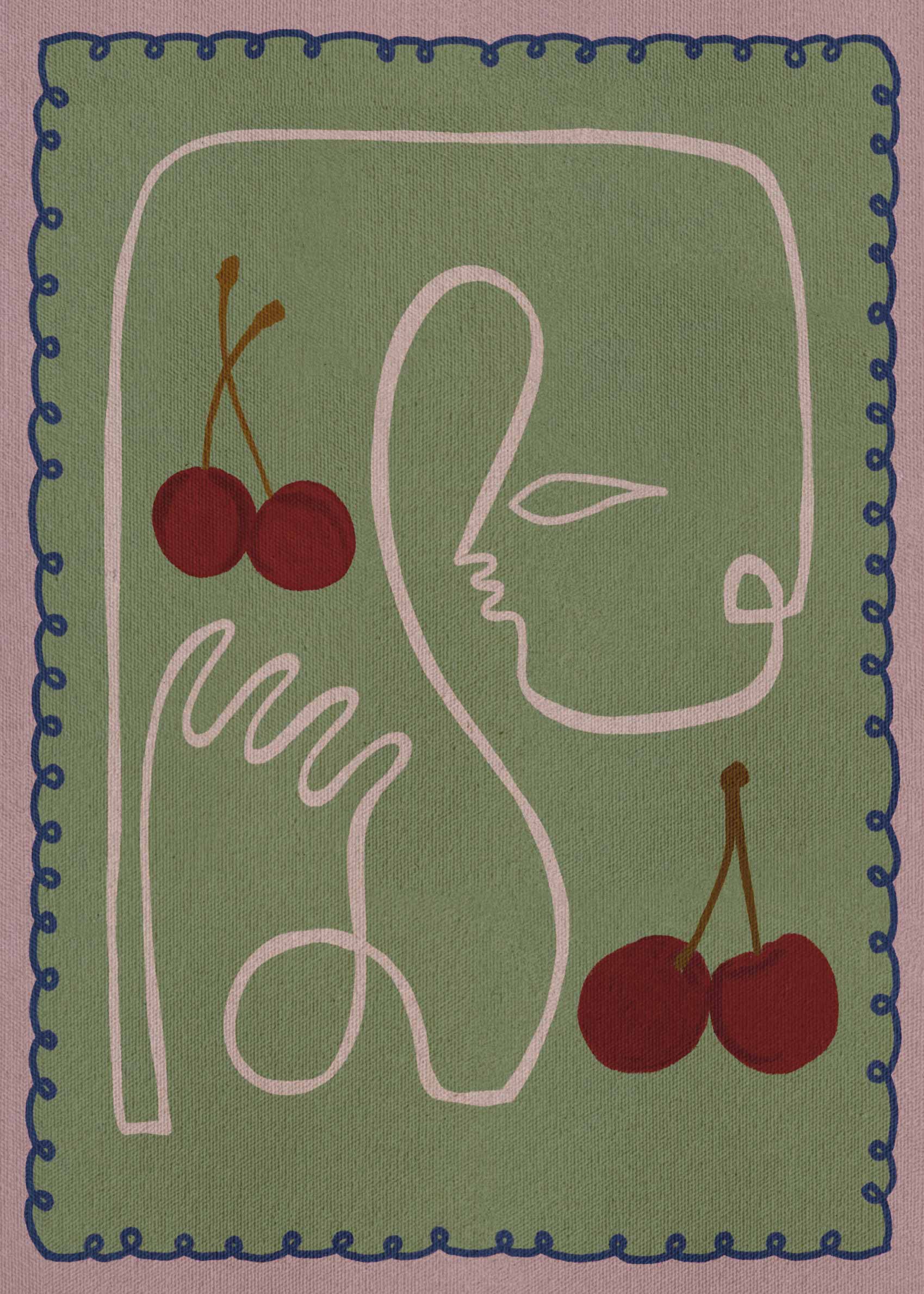 Fruit Fiesta II Poster - Cherry line art (70x100 cm)