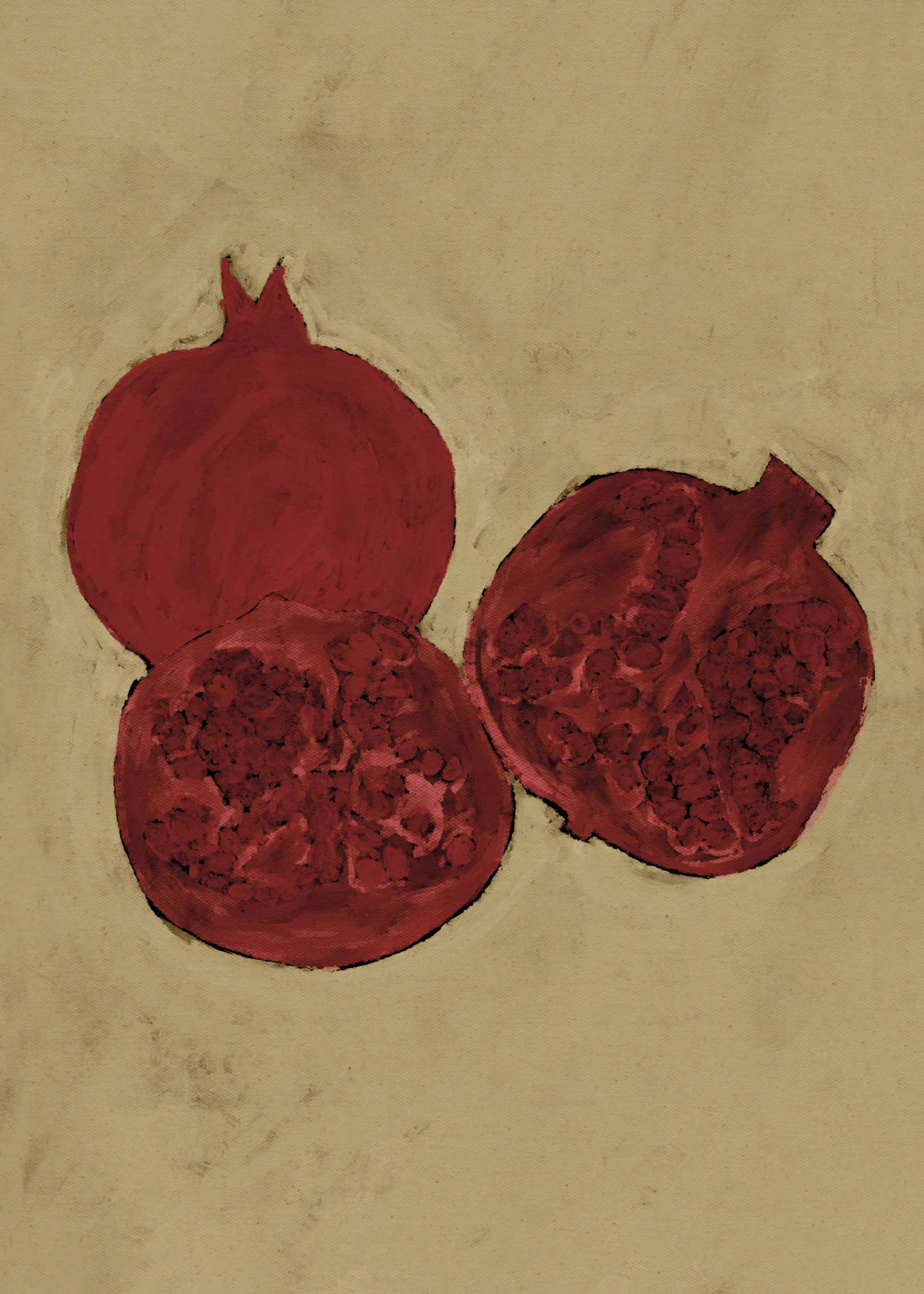 Winter Fruit Poster - Granatæblemaleri (50x70 cm)