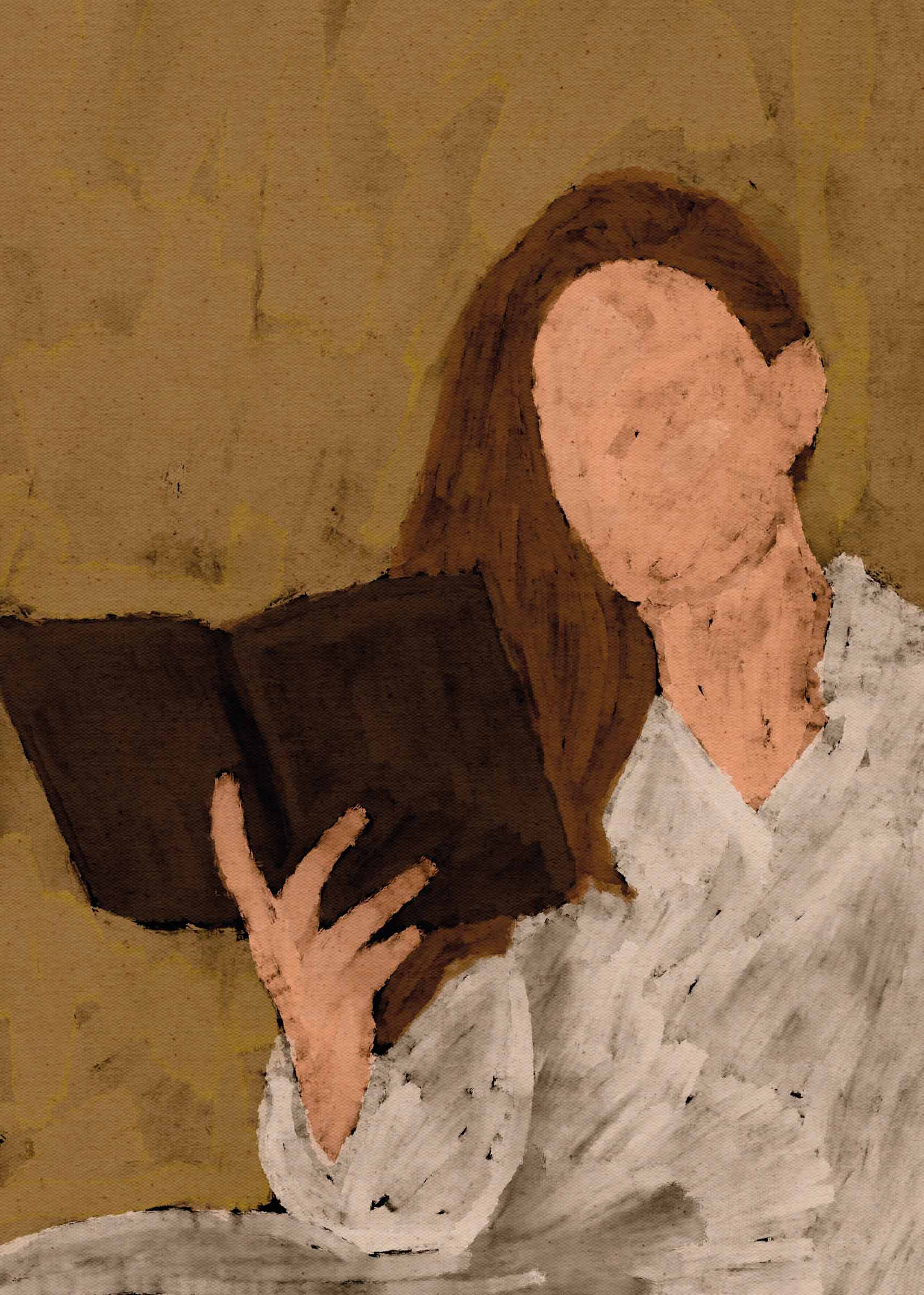 Book Lover Poster - Kvindeportrætmaleri (30x40 cm)