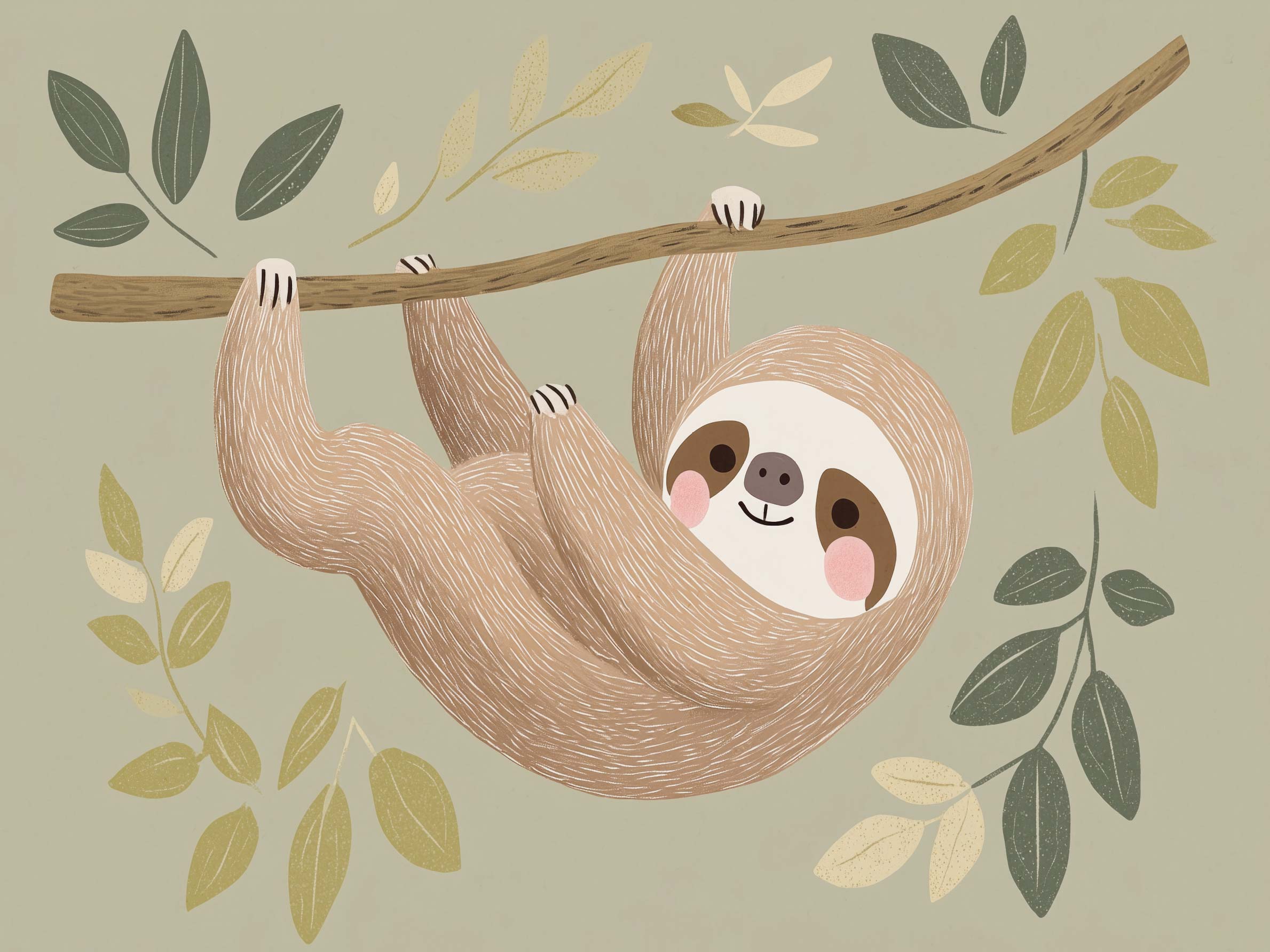 Sloth's Gentle Swing Poster - Dyreillustration (50x70 cm)