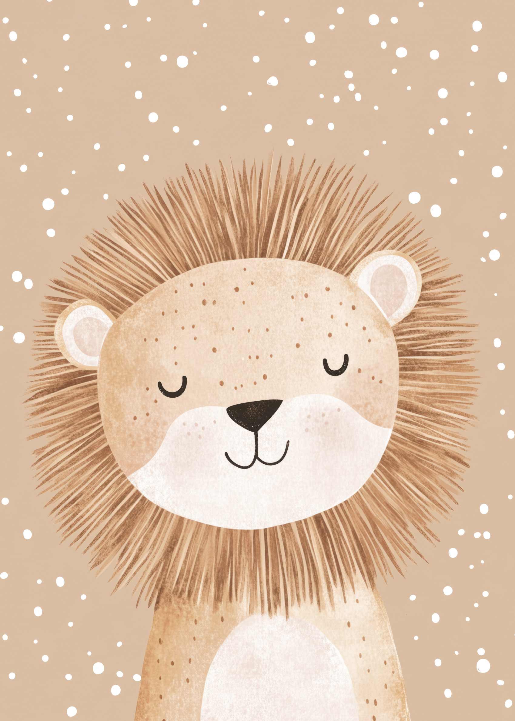 Dreamy Lion Poster - Lion illustration (50x70 cm)