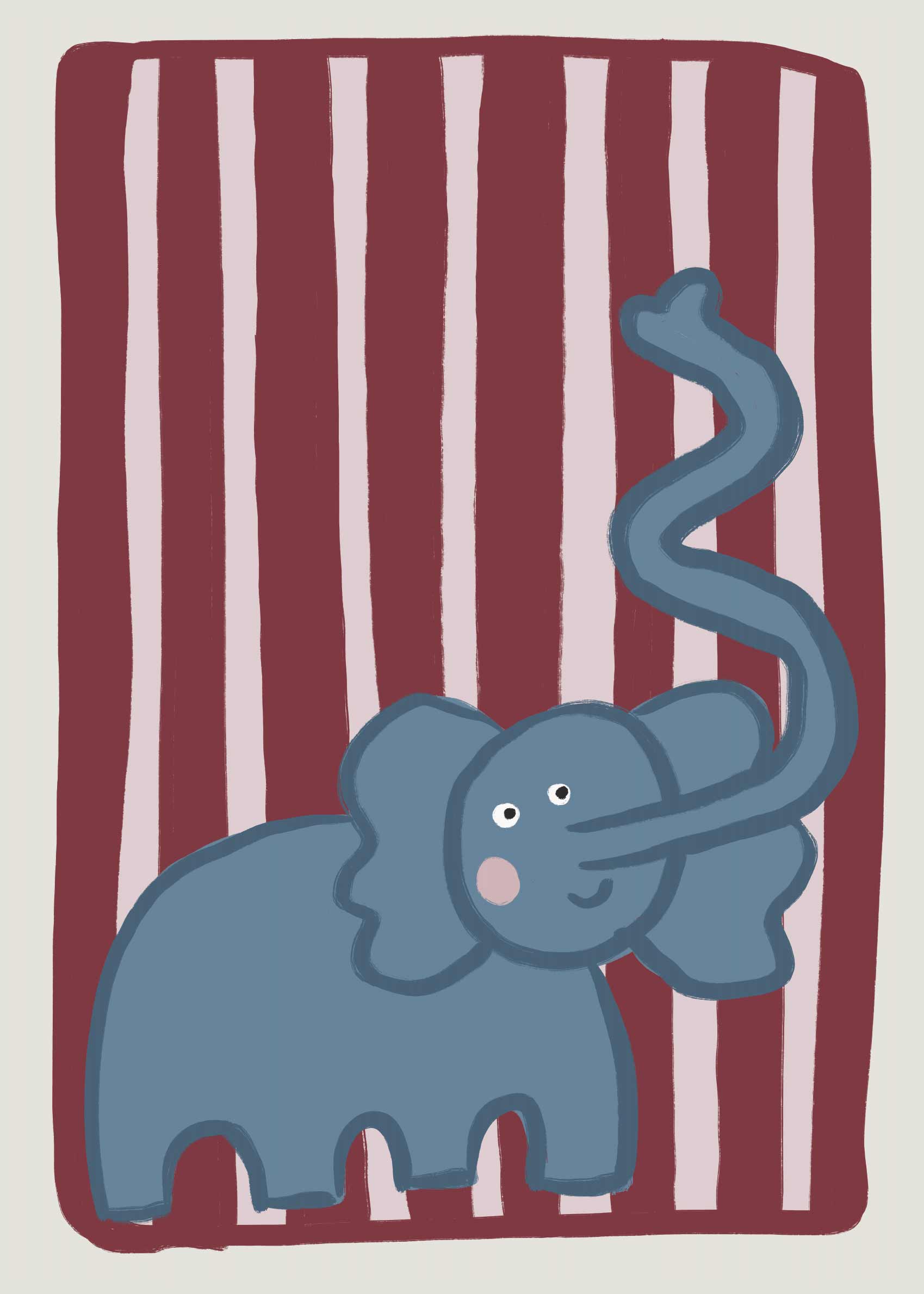 Curious Elephant Poster - Elefanten-Grafik (30x40 cm)